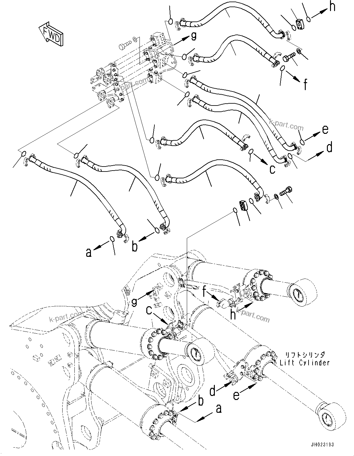Komatsu parts book diagram for D375AI-8 S/N 81001-UP: RIPPER, RIPPER PIPING(#80015-)