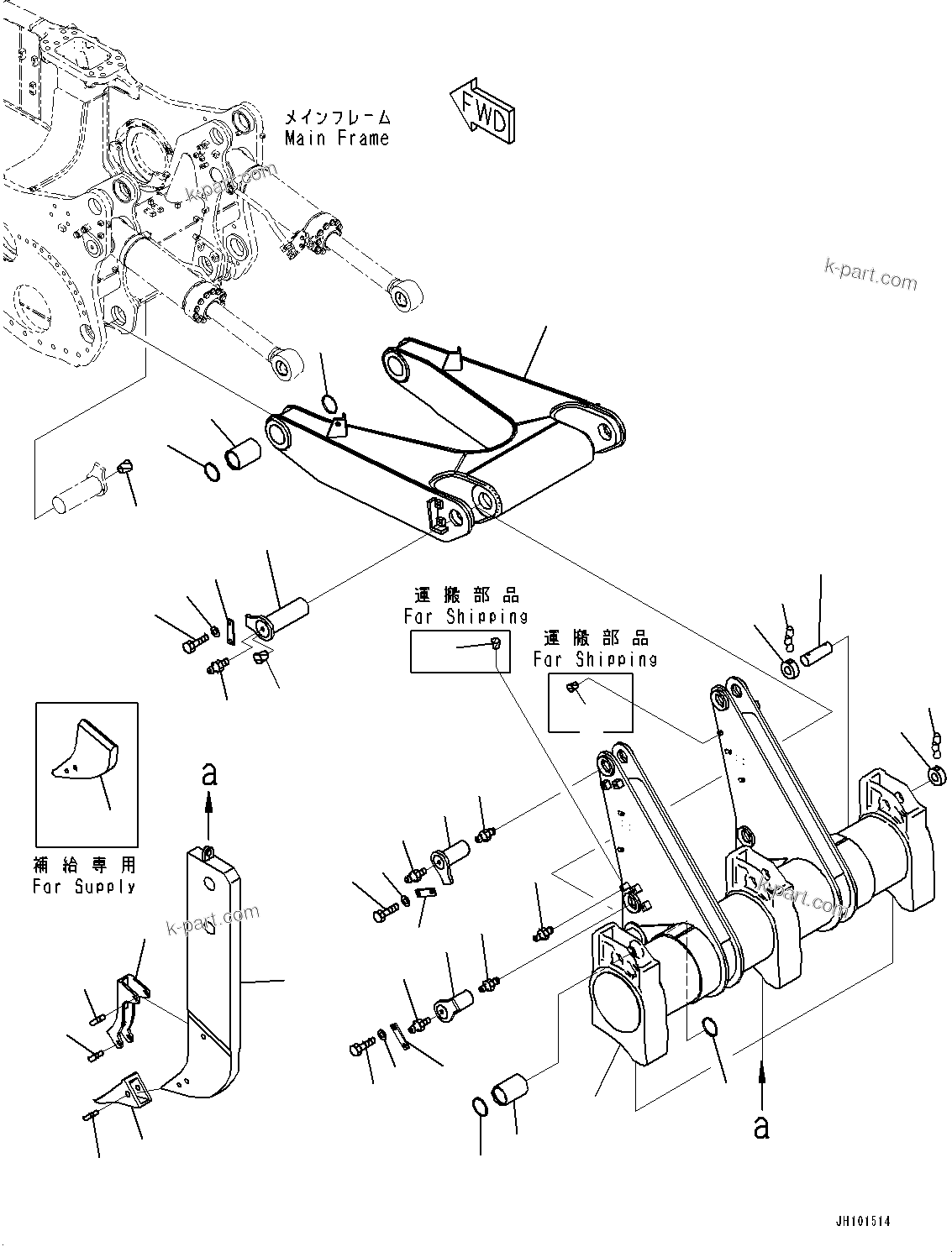 Komatsu parts book diagram for D375AI-8 S/N 81001-UP: RIPPER, BEAM AND ARM (VARIABLE DIGGING ANGLE MULTI TYPE, LONG PROTECTOR)(#80015-)