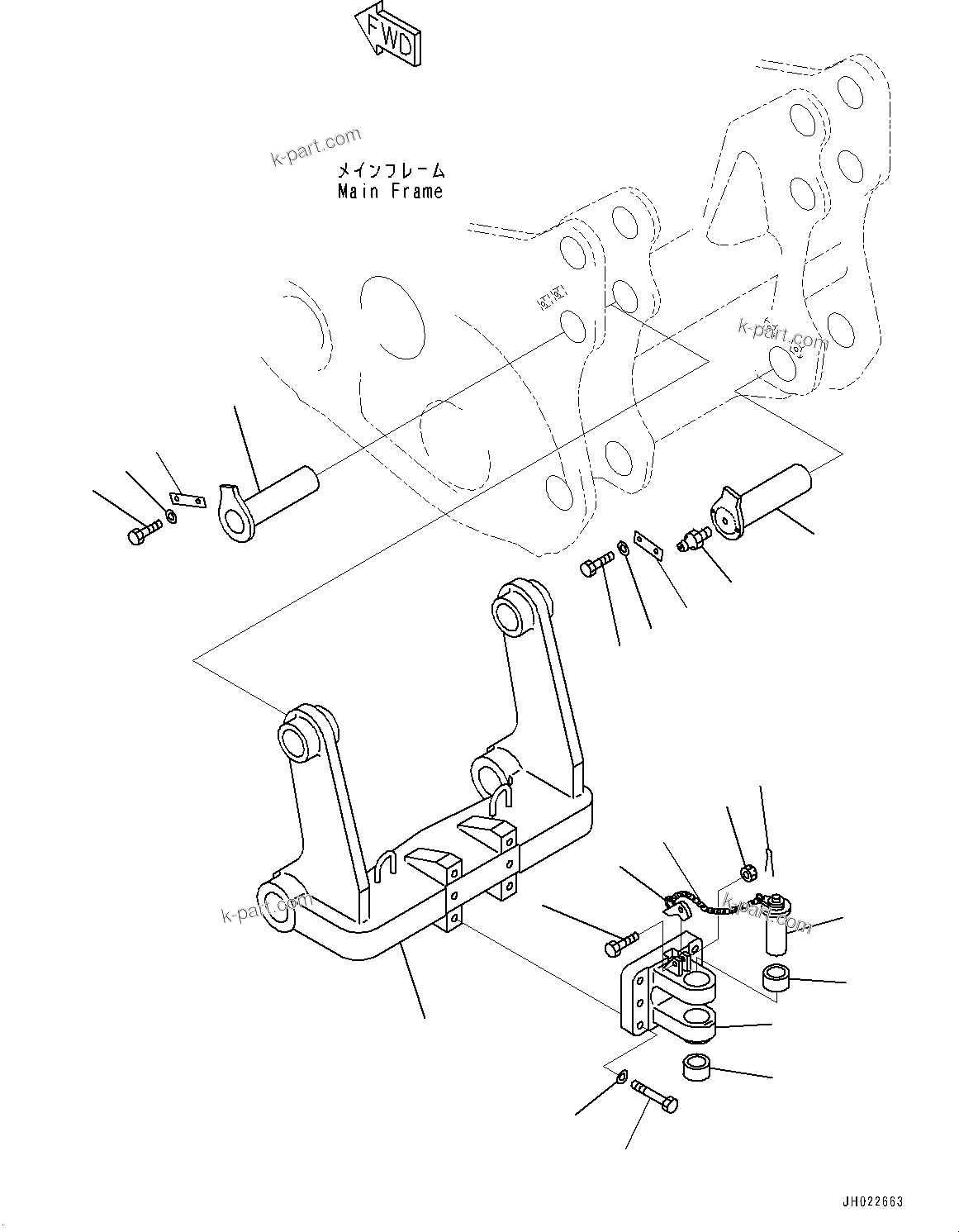 Komatsu parts book diagram for D375AI-8 S/N 81001-UP: DRAWBAR, (#80015-)