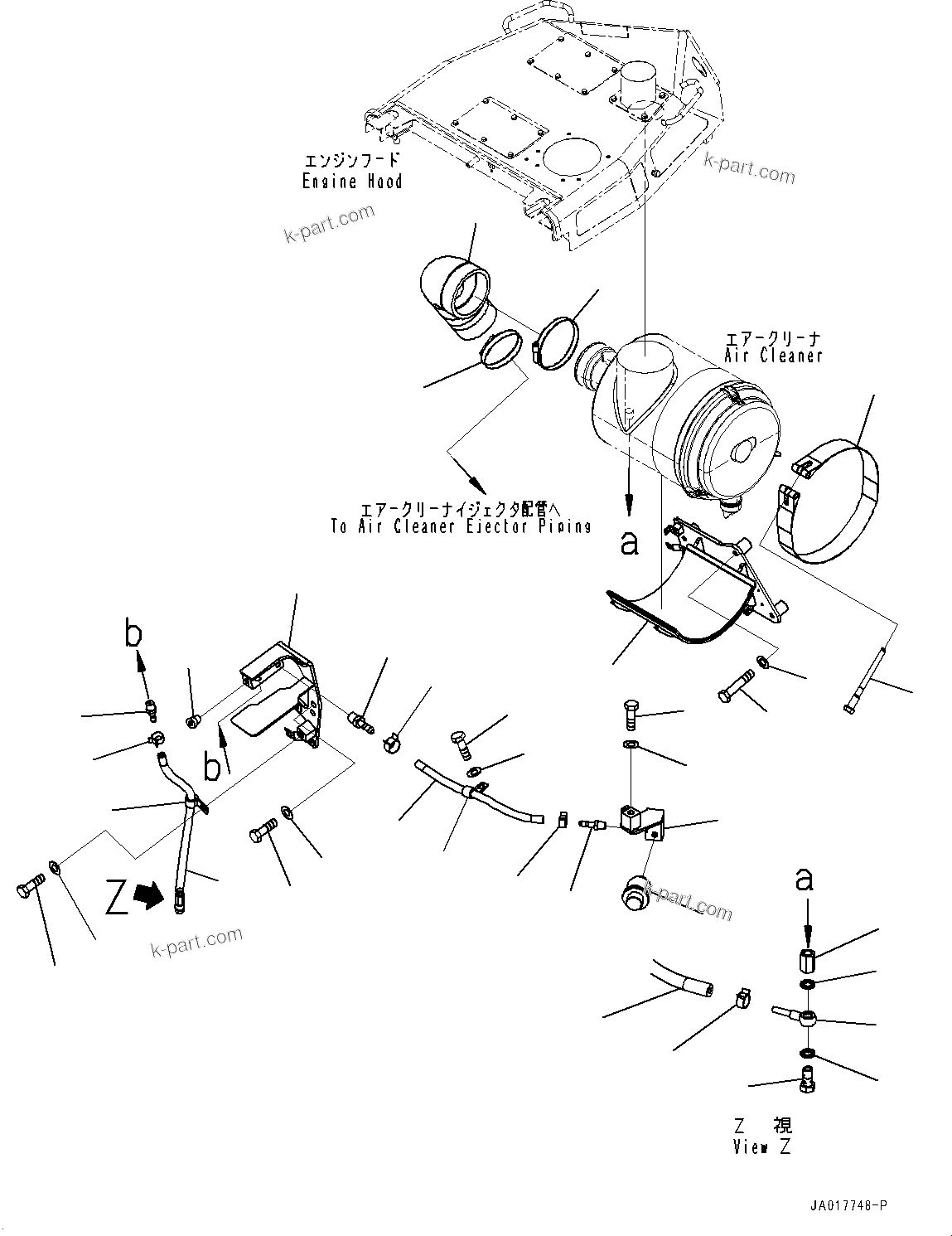 Komatsu parts book diagram for D85PX-18E0 S/N 26001-UP: AIR CLEANER, MOUNTING(#23046-)