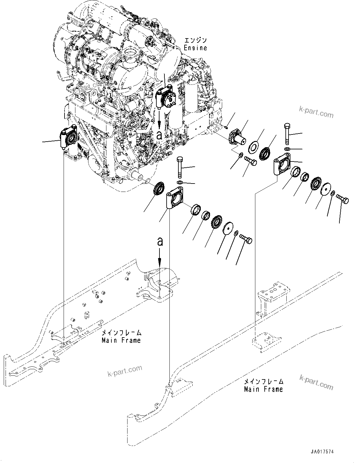 Komatsu parts book diagram for D85PX-18E0 S/N 26001-UP: ENGINE MOUNTING, (#22001-)