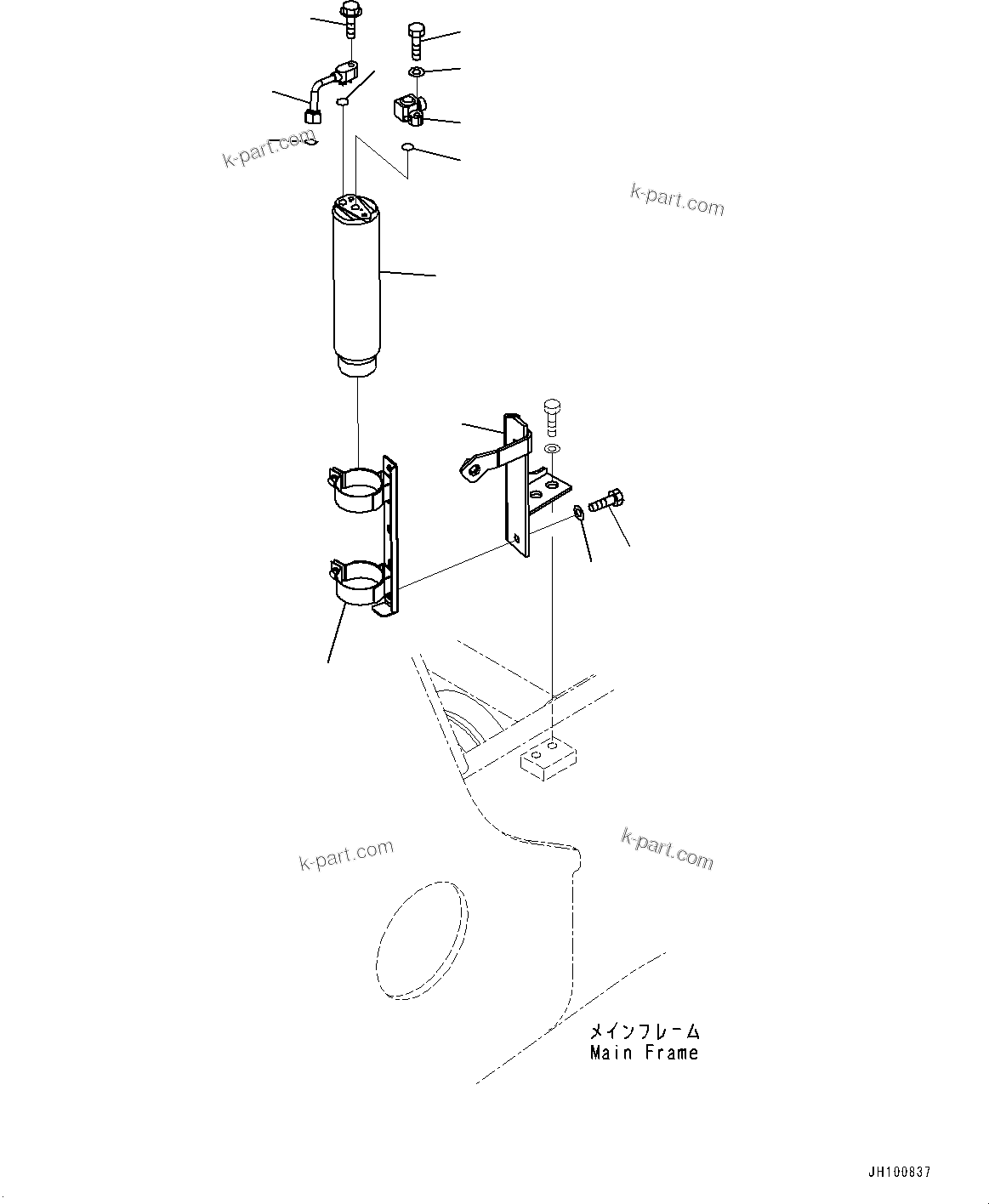 Komatsu parts book diagram for D85PX-18E0 S/N 26001-UP: AIR CONDITIONER COMPRESSOR, RECEIVER TANK(#23201-)