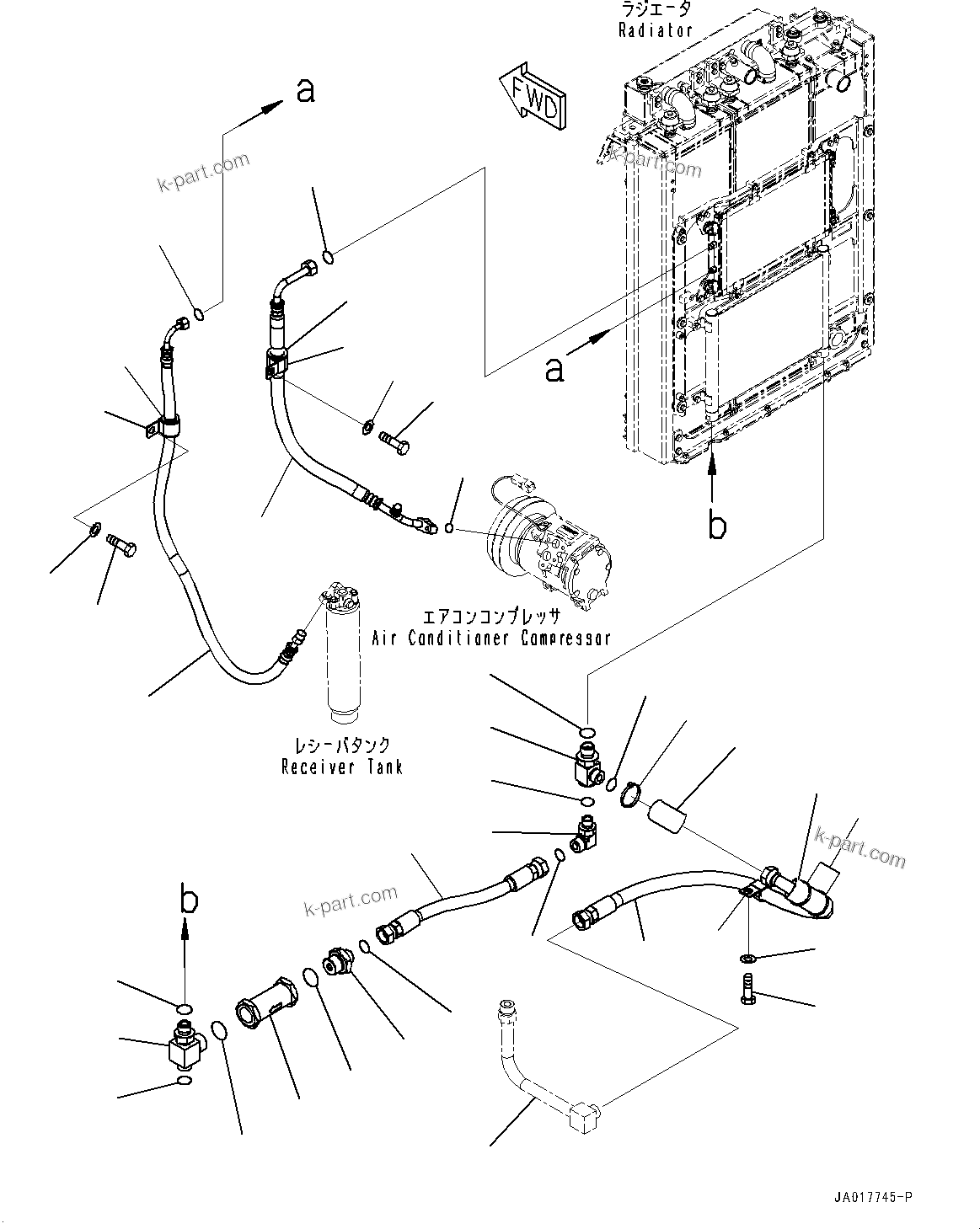 Komatsu parts book diagram for D85PX-18E0 S/N 26001-UP: COOLING SYSTEM, PIPING (2/3)(#22001-)