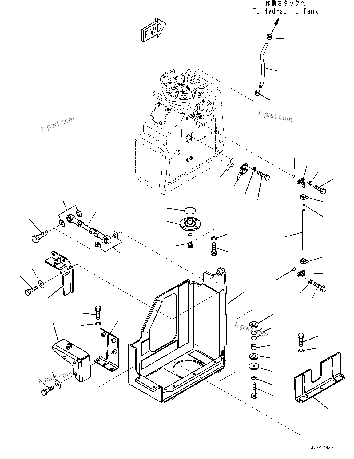 Komatsu parts book diagram for D85PX-18E0 S/N 26001-UP: DEF TANK, MOUNTING(#23046-25000)