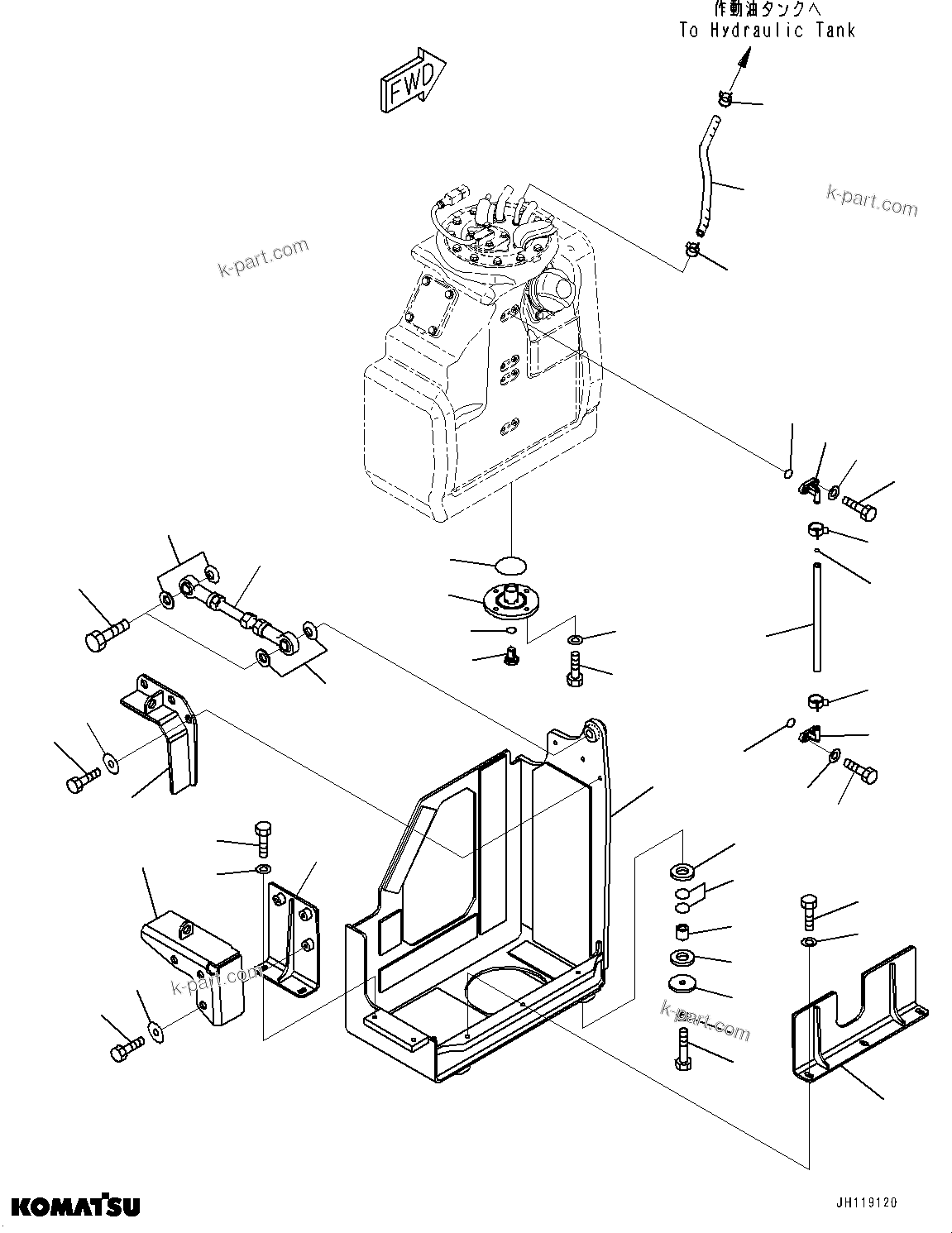 Komatsu parts book diagram for D85PX-18E0 S/N 26001-UP: DEF TANK, MOUNTING(#25001-)