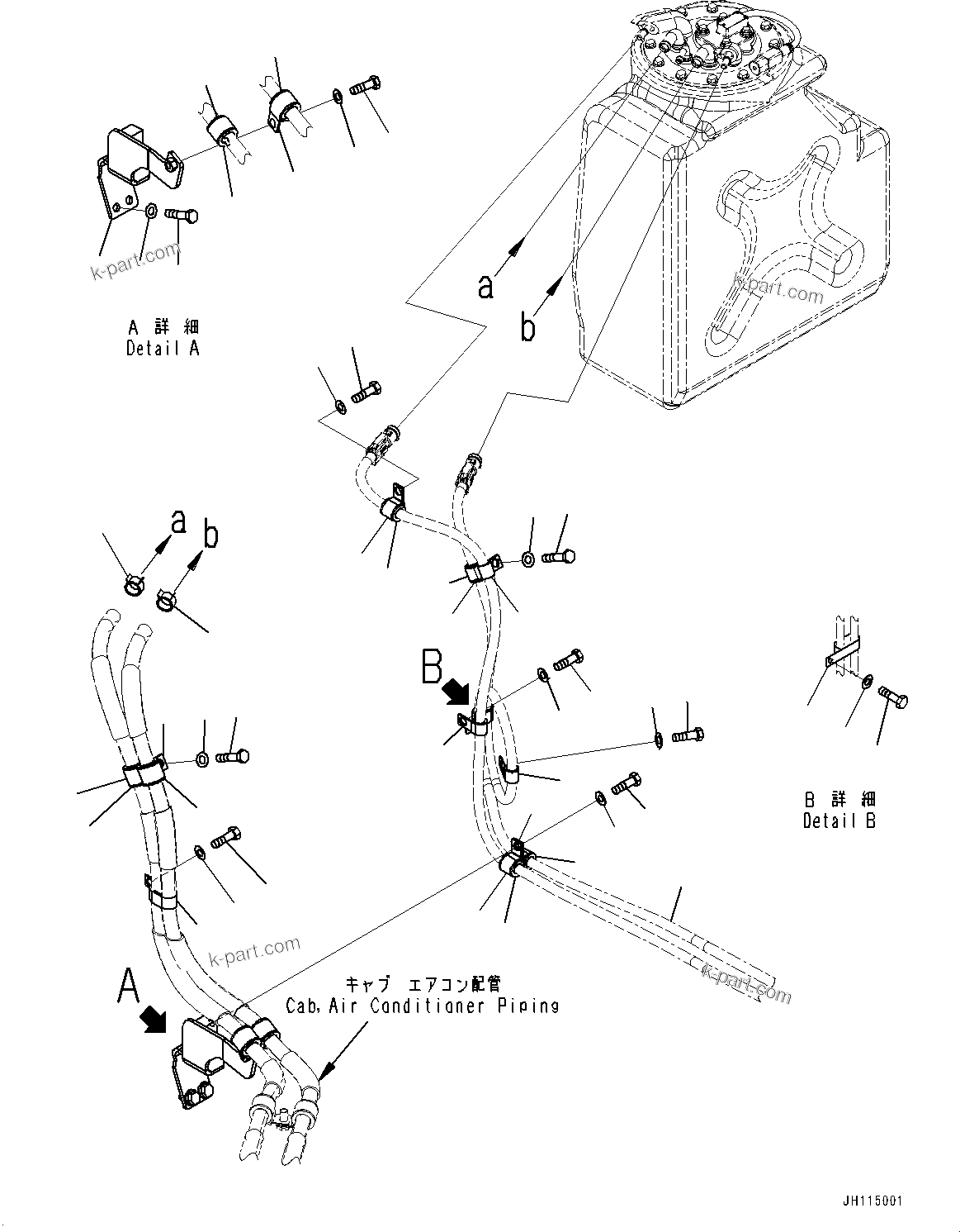 Komatsu parts book diagram for D85PX-18E0 S/N 26001-UP: DEF PIPING, CLAMP (2/3)(#25078-)