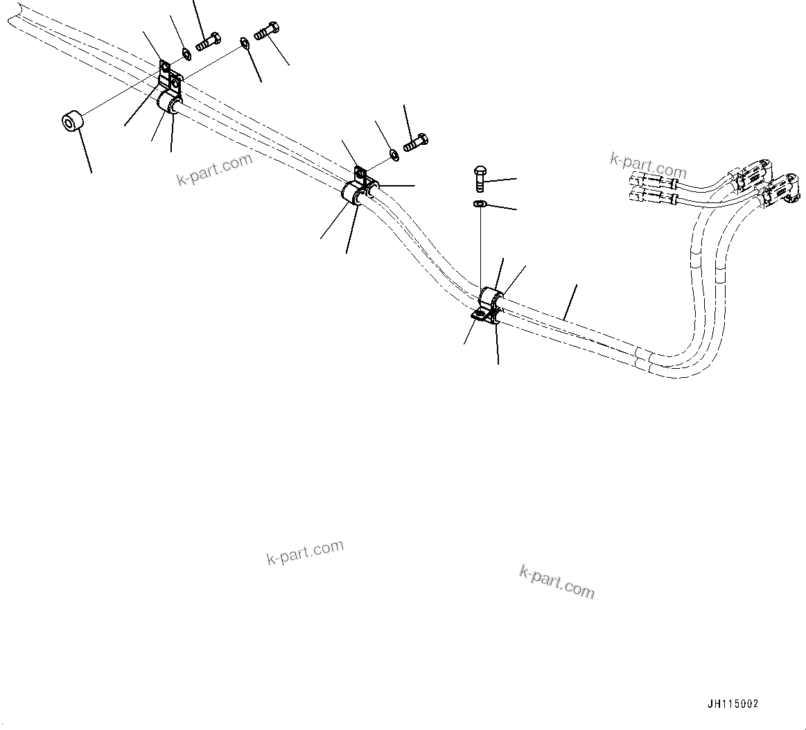 Komatsu parts book diagram for D85PX-18E0 S/N 26001-UP: DEF PIPING, CLAMP (3/3)(#25078-)