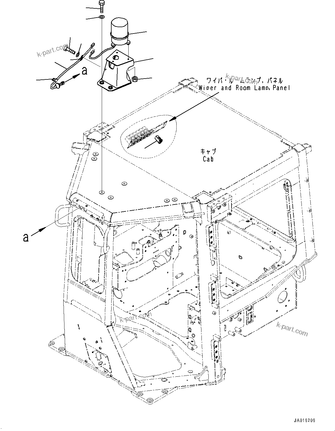Komatsu parts book diagram for D85PX-18E0 S/N 26001-UP: BEACON LAMP, (#22001-25097)