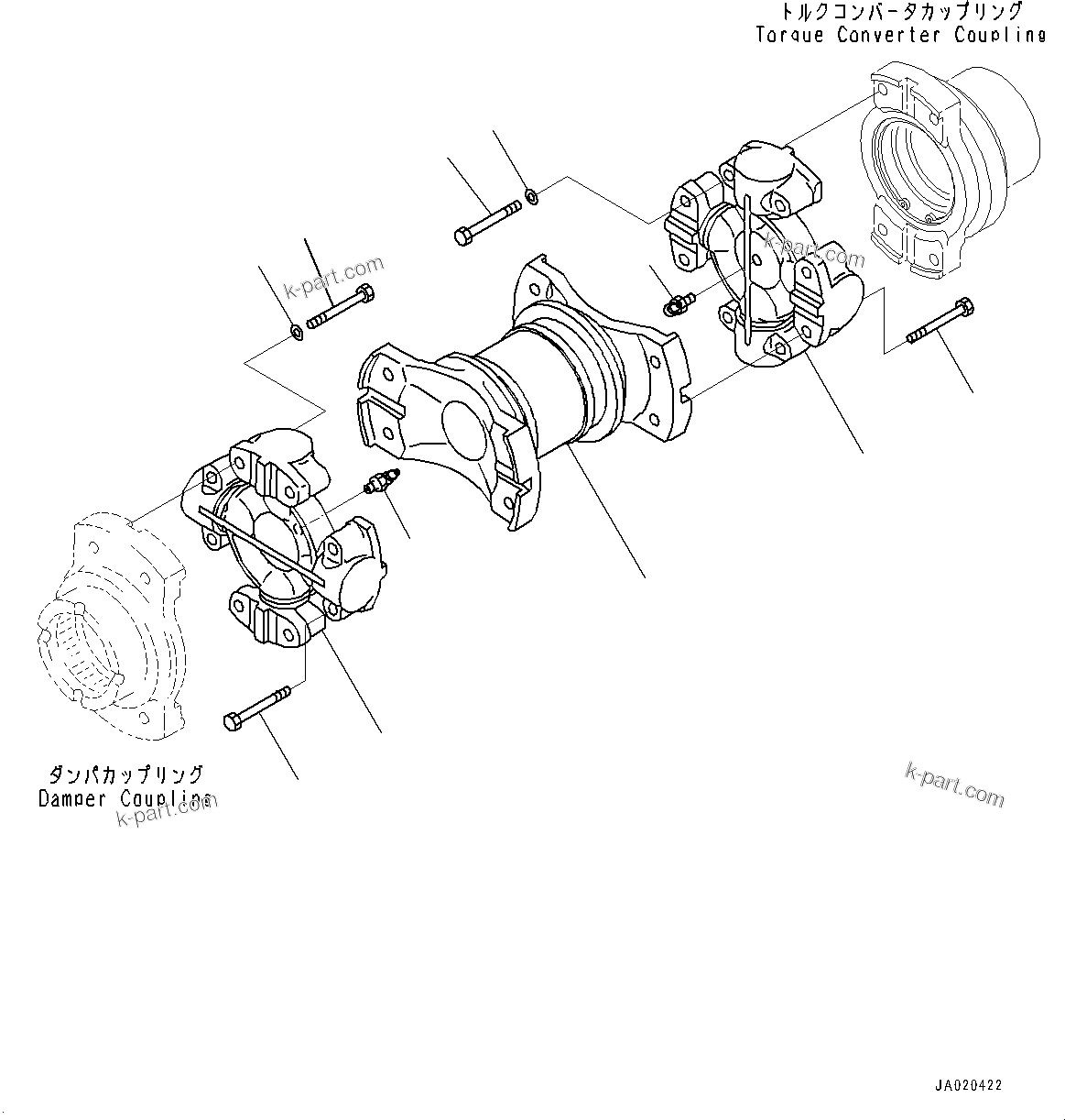 Komatsu parts book diagram for D85PX-18E0 S/N 26001-UP: UNIVERSAL JOINT, (#22001-)