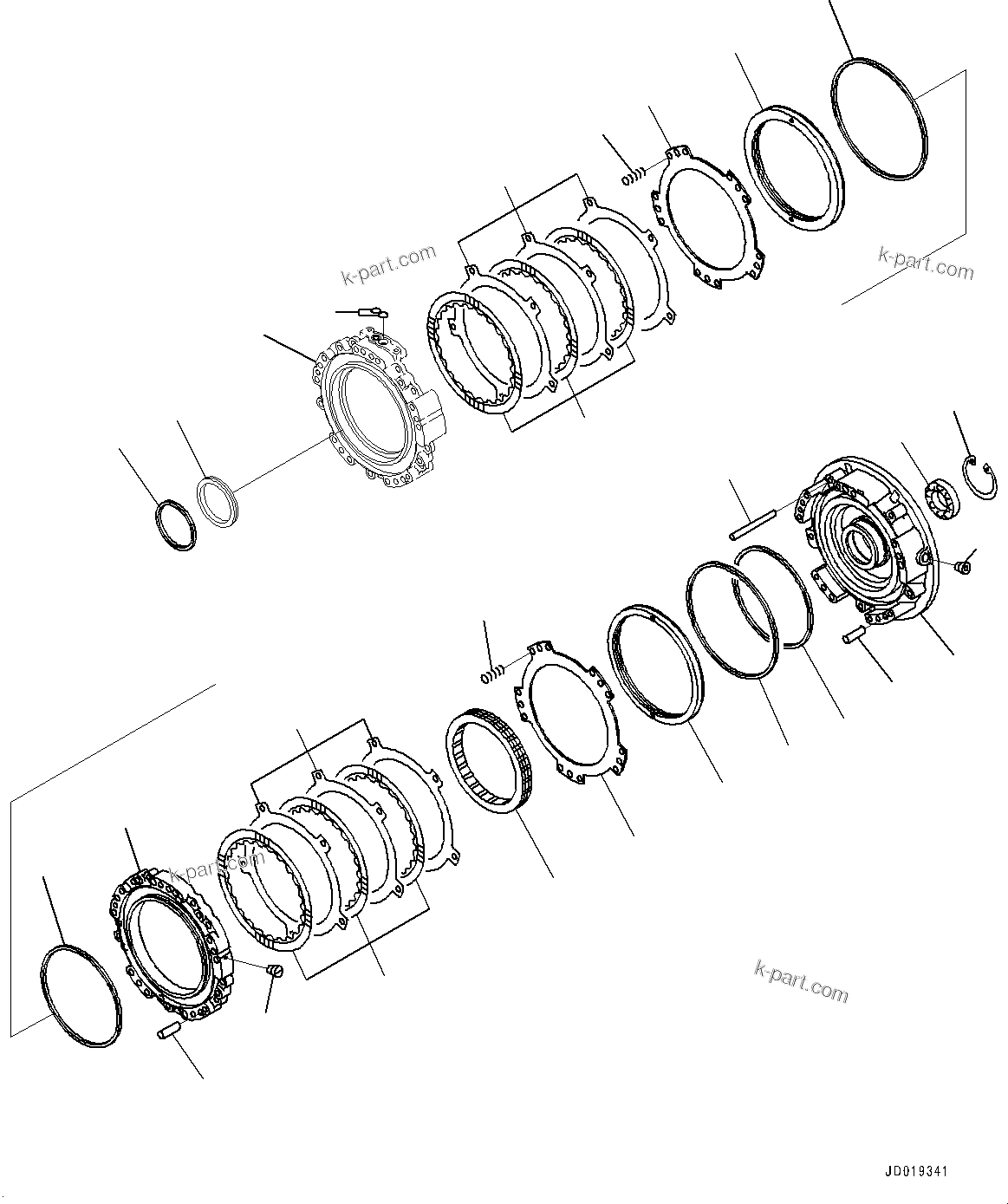 Komatsu parts book diagram for D85PX-18E0 S/N 26001-UP: POWER TRAIN, 1ST AND 2ND HOUSING(#22001-)