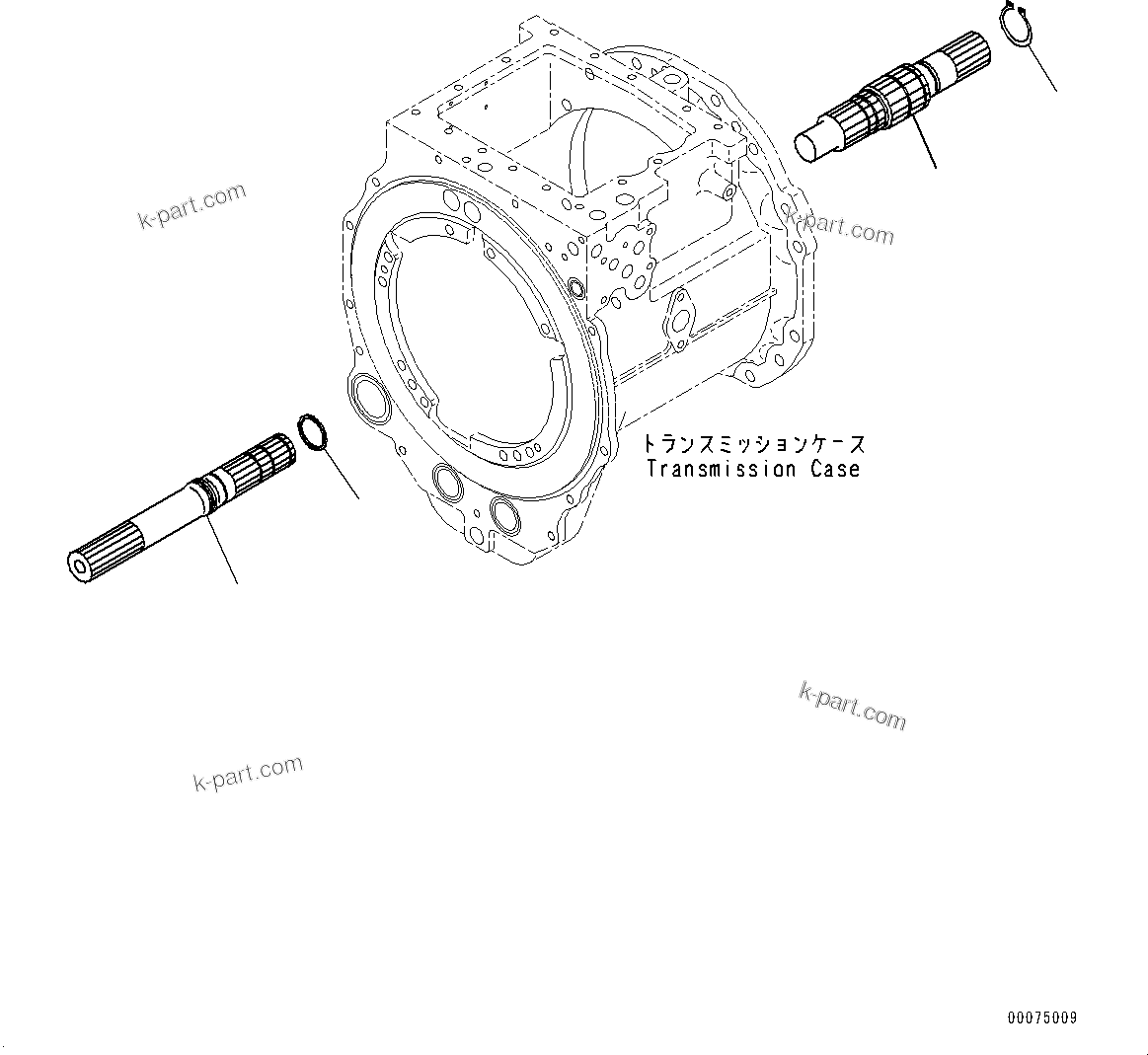 Komatsu parts book diagram for D85PX-18E0 S/N 26001-UP: POWER TRAIN, INPUT AND OUTPUT SHAFT(#22001-)