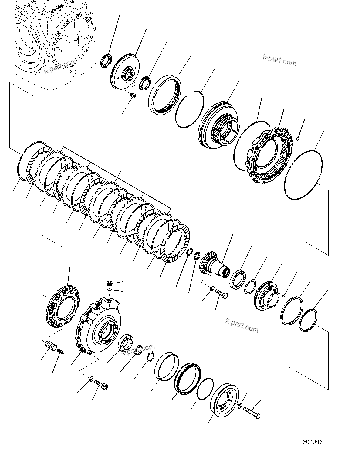 Komatsu parts book diagram for D85PX-18E0 S/N 26001-UP: POWER TRAIN, BRAKE(#22001-)