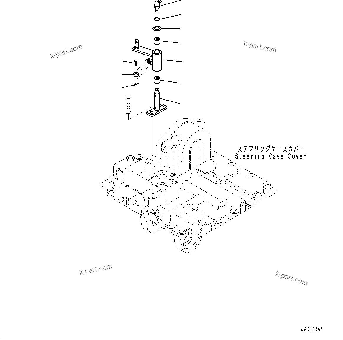 Komatsu parts book diagram for D85PX-18E0 S/N 26001-UP: POWER TRAIN, STEERING CASE COVER RELATED PARTS(#22001-)
