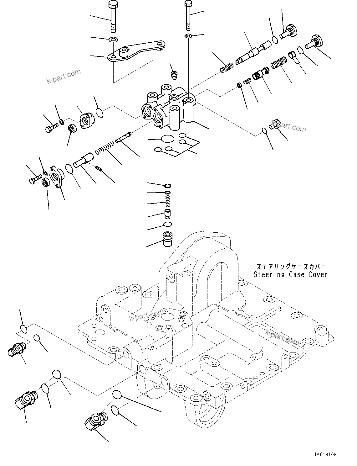 Komatsu parts book diagram for D85PX-18E0 S/N 26001-UP: POWER TRAIN, STEERING VALVE(#22001-)