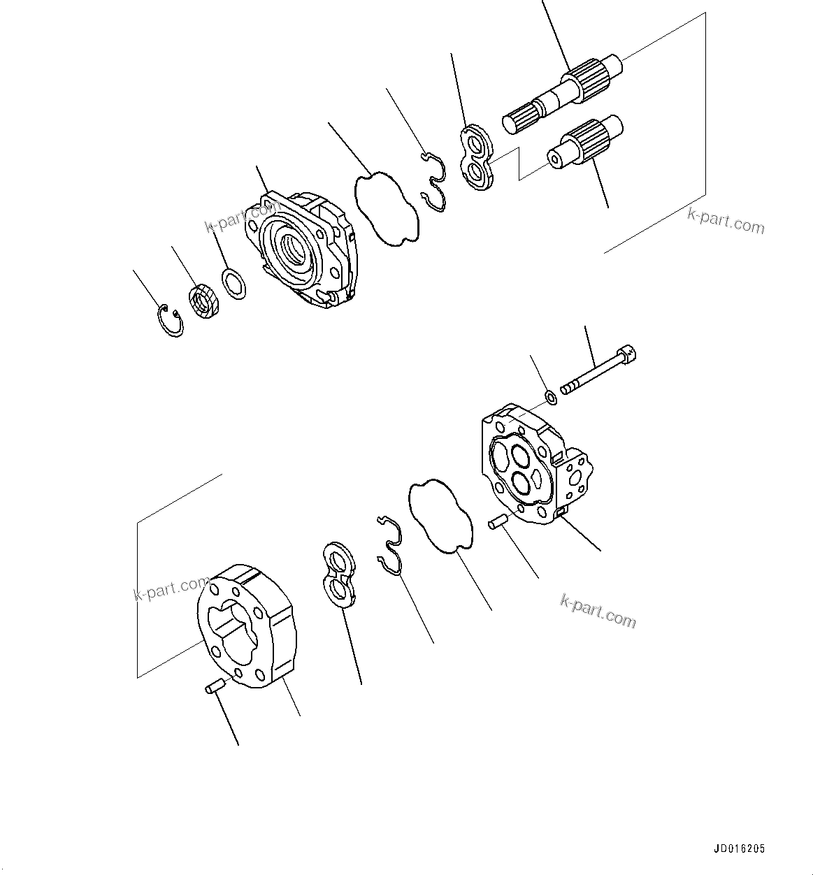 Komatsu parts book diagram for D85PX-18E0 S/N 26001-UP: POWER TRAIN, SCAVENGING PUMP (2/2)(#22001-)