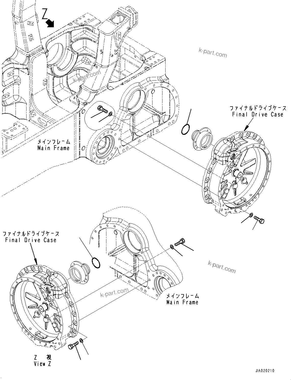 Komatsu parts book diagram for D85PX-18E0 S/N 26001-UP: FINAL DRIVE, MOUNTING(#26001-)