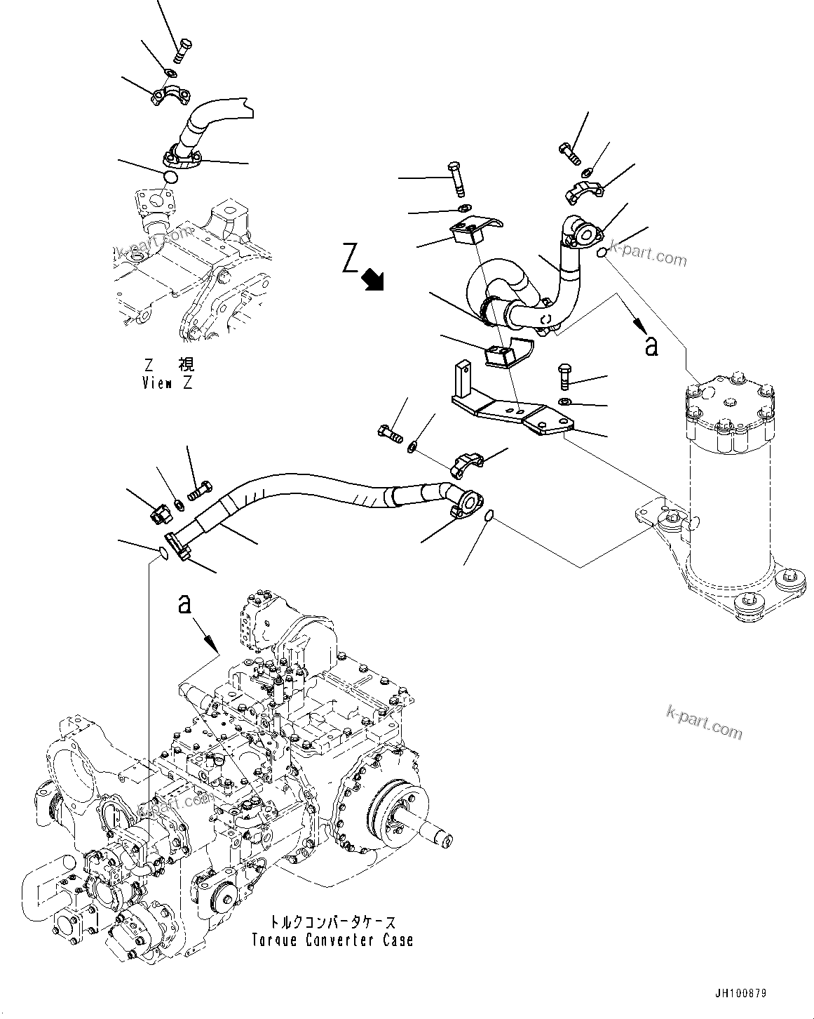 Komatsu parts book diagram for D85PX-18E0 S/N 26001-UP: POWER TRAIN FILTER, PIPING(#23046-)