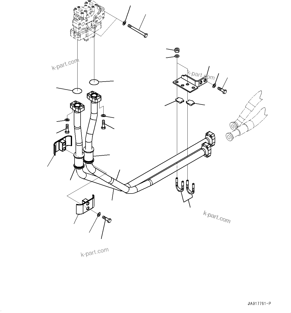 Komatsu parts book diagram for D85PX-18E0 S/N 26001-UP: DOZER BLADE LIFT PIPING, PIPING (1/2)(#22001-)