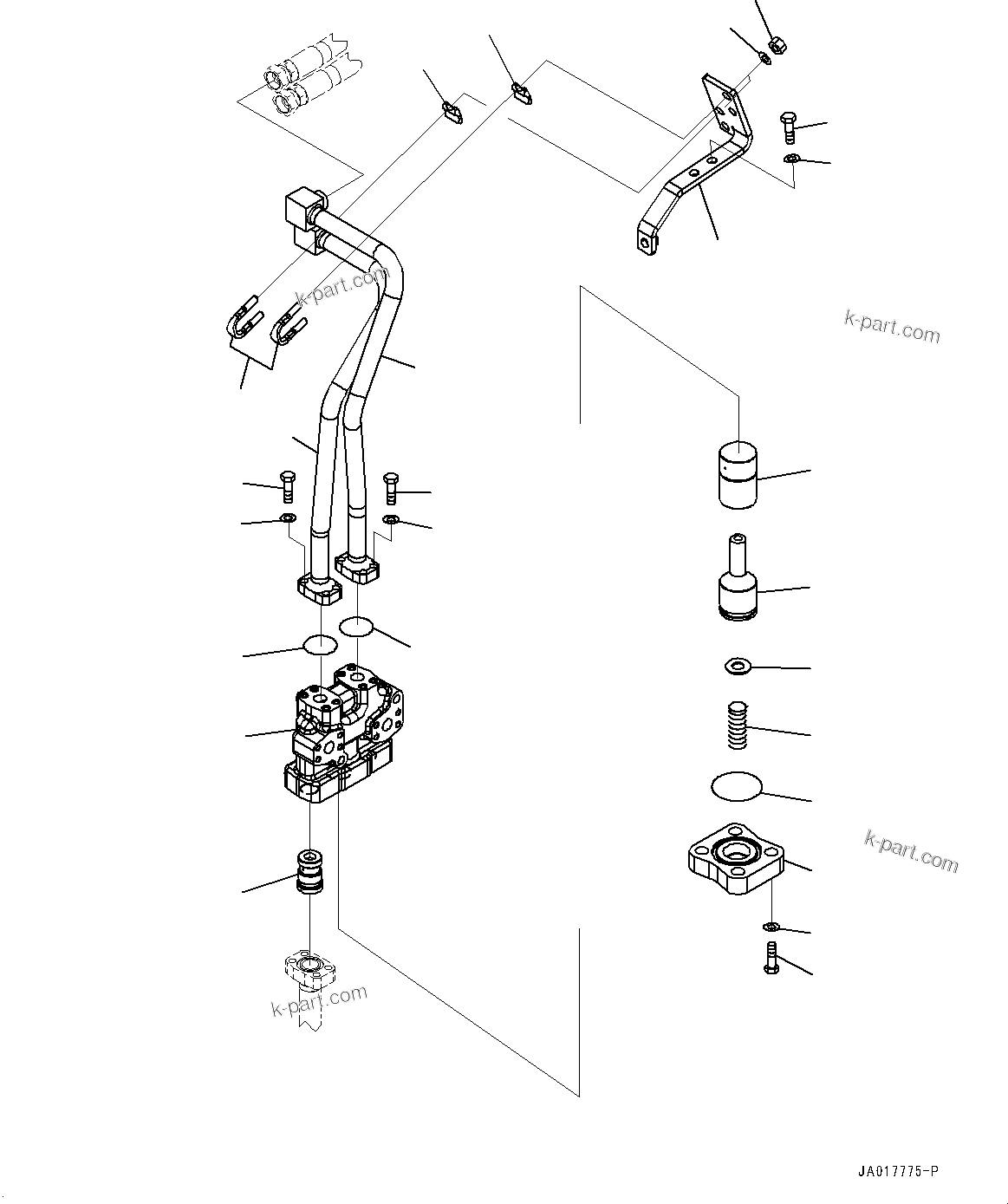 Komatsu parts book diagram for D85PX-18E0 S/N 26001-UP: DOZER BLADE LIFT PIPING, VALVE AND PIPING(#22001-)