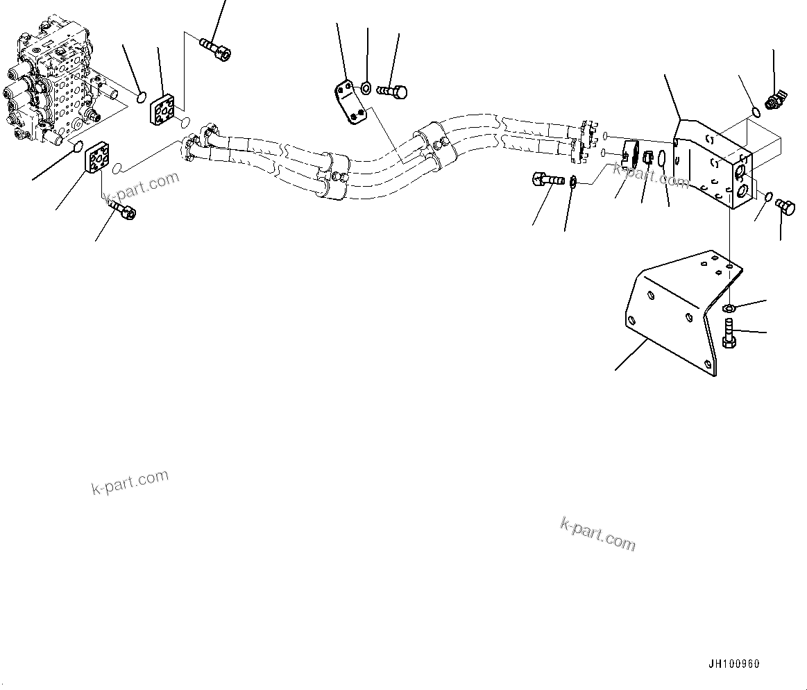 Komatsu parts book diagram for D85PX-18E0 S/N 26001-UP: RIPPER PIPING, COVER (PROVISION FOR FIXED MULTI-SHANK RIPPER)(#22083-23319)