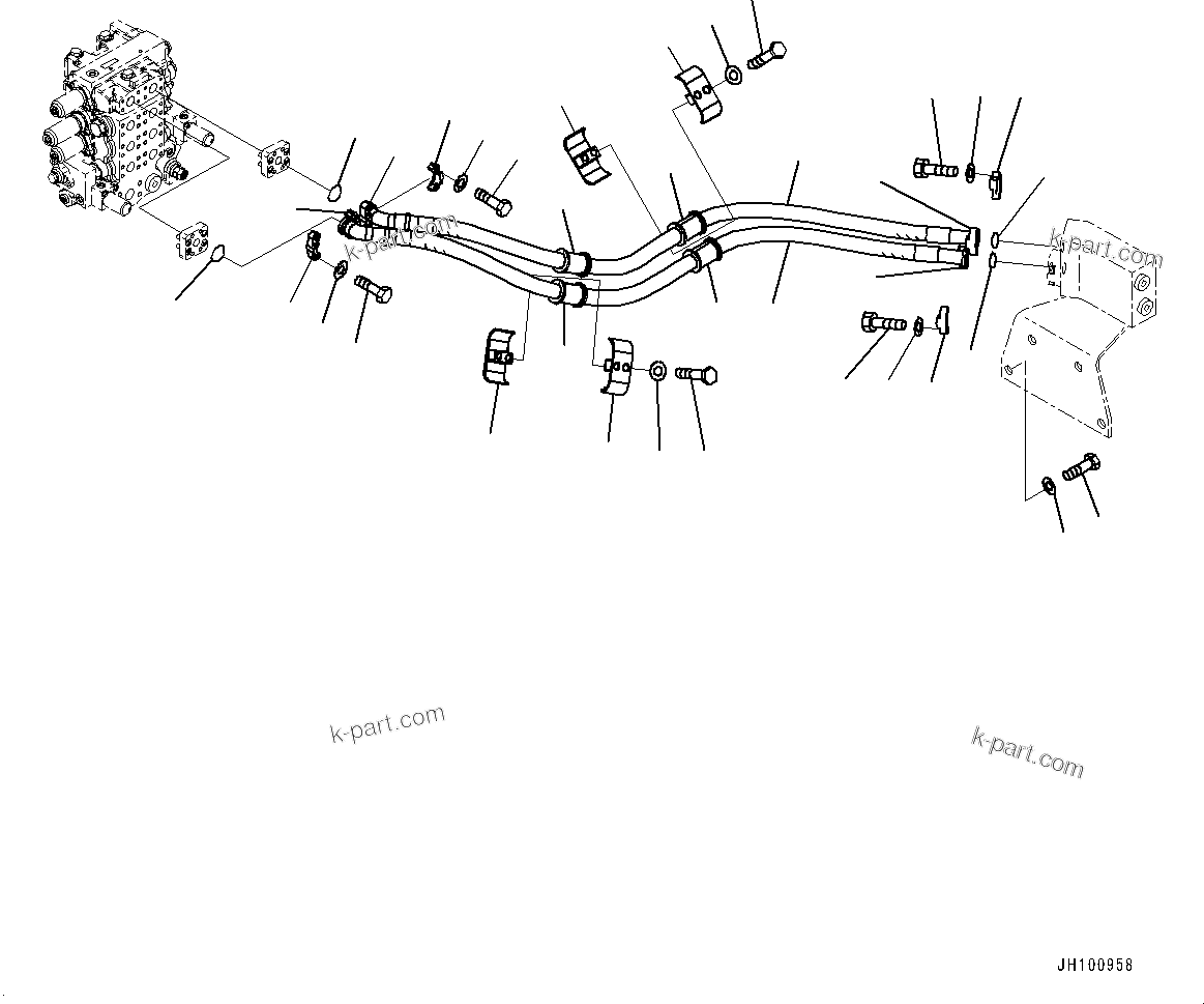 Komatsu parts book diagram for D85PX-18E0 S/N 26001-UP: RIPPER PIPING, PIPING (PROVISION FOR FIXED MULTI-SHANK RIPPER)(#22083-)
