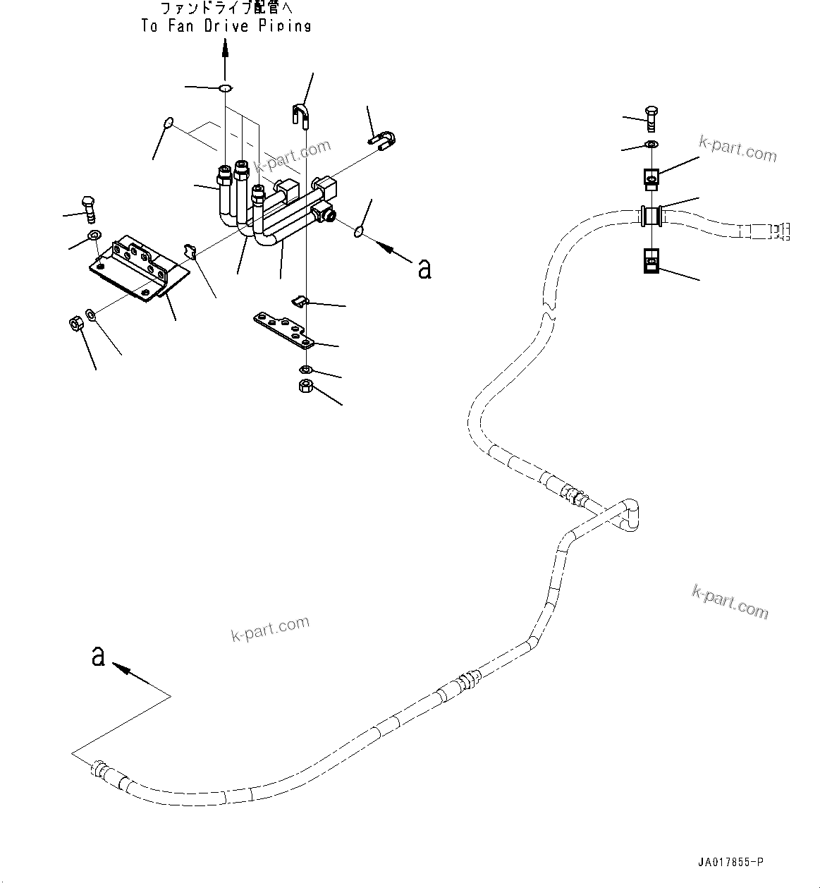 Komatsu parts book diagram for D85PX-18E0 S/N 26001-UP: COOLING FAN DRIVE PIPING, DELIVERY PIPING (2/2)(#22001-)
