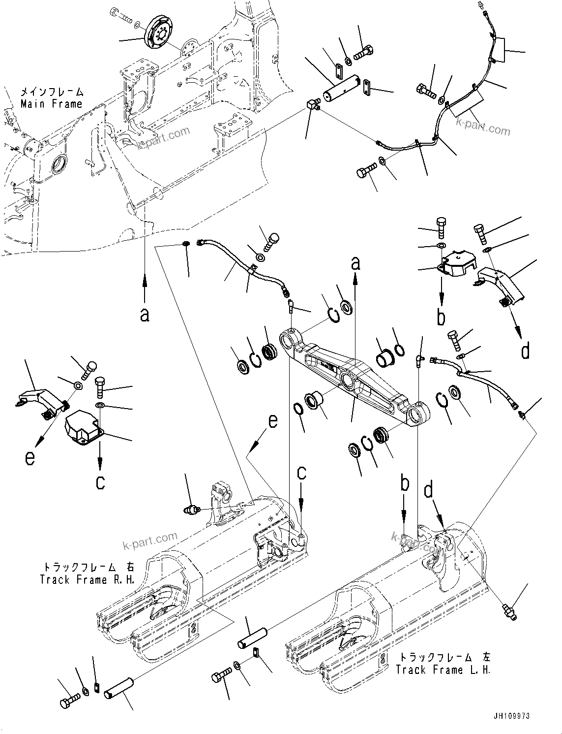 Komatsu parts book diagram for D85PX-18E0 S/N 26001-UP: EQUALIZER BAR AND PIVOT SHAFT, EQUALIZER BAR MOUNTING(#25001-)