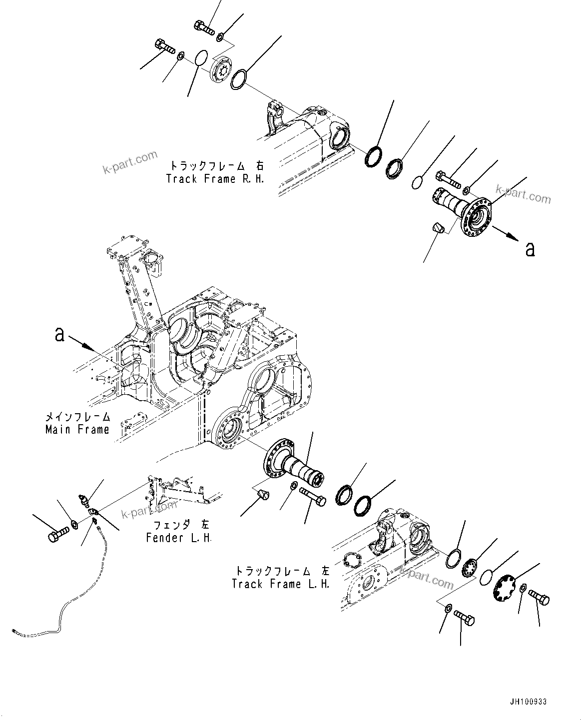 Komatsu parts book diagram for D85PX-18E0 S/N 26001-UP: EQUALIZER BAR AND PIVOT SHAFT, SHAFT AND BOLT(#25001-)