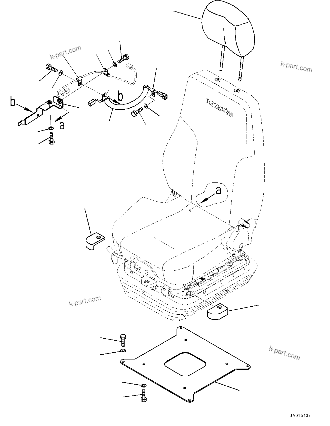 Komatsu parts book diagram for D85PX-18E0 S/N 26001-UP: OPERATOR'S SEAT, MOUNTING(#22001-)