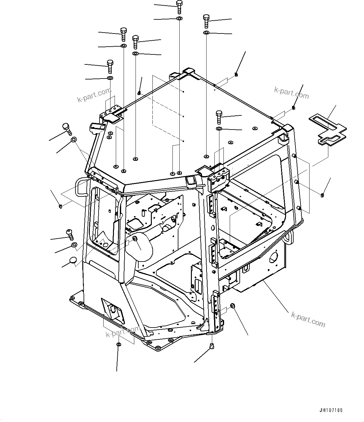 Komatsu parts book diagram for D85PX-18E0 S/N 26001-UP: CAB, CAB BODY(#25153-)