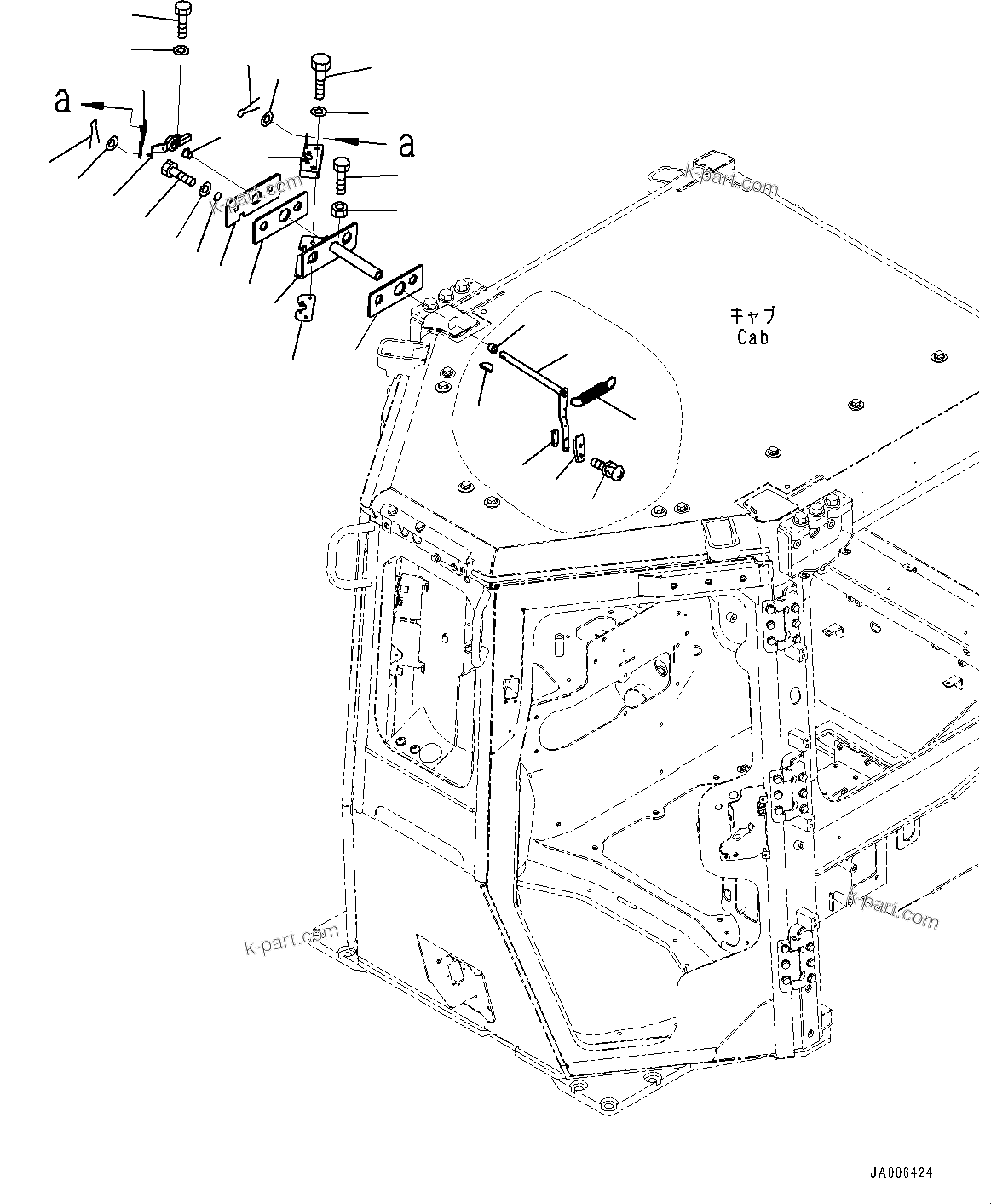 Komatsu parts book diagram for D85PX-18E0 S/N 26001-UP: CAB, DOOR OPEN LOCK, R.H.(#25153-)