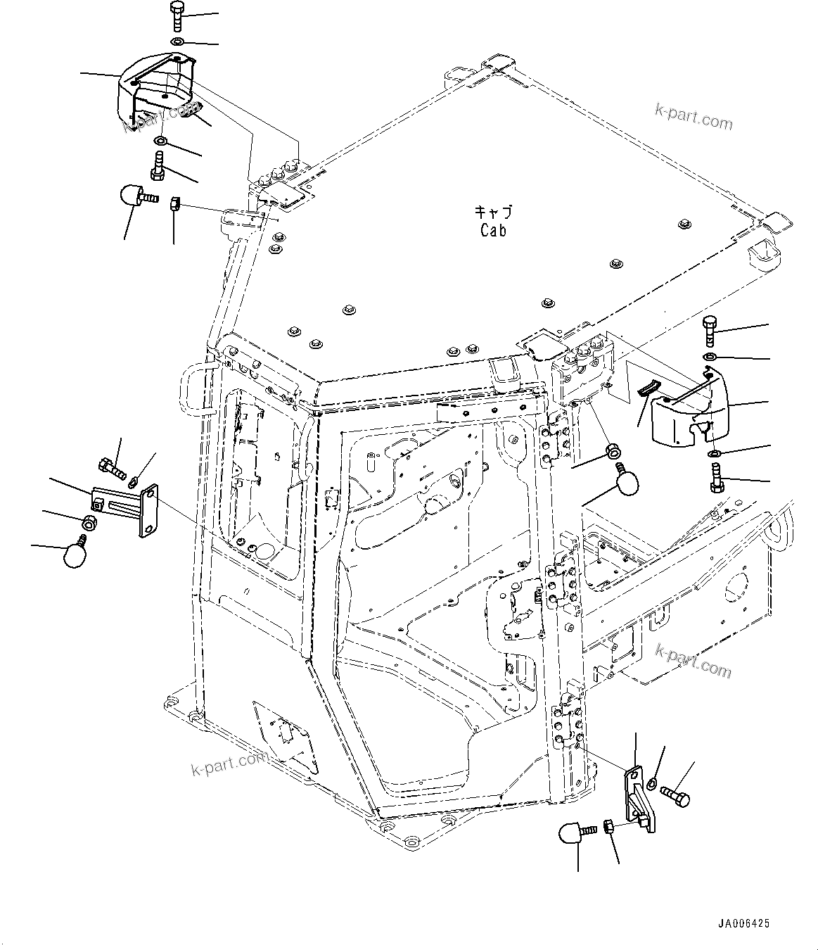 Komatsu parts book diagram for D85PX-18E0 S/N 26001-UP: CAB, DOOR OPEN LOCK(#25153-)
