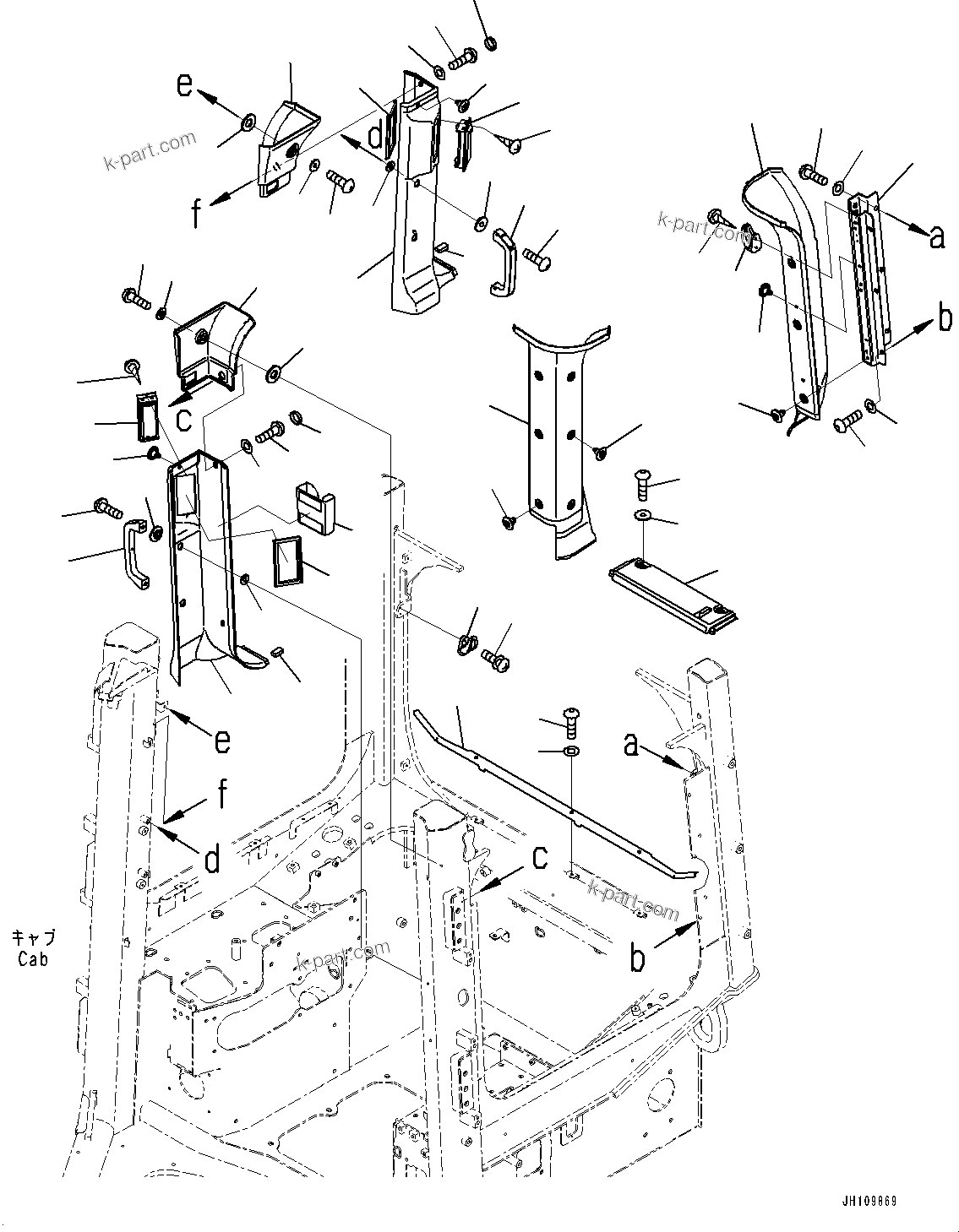 Komatsu parts book diagram for D85PX-18E0 S/N 26001-UP: CAB, GARNISH(#25153-)