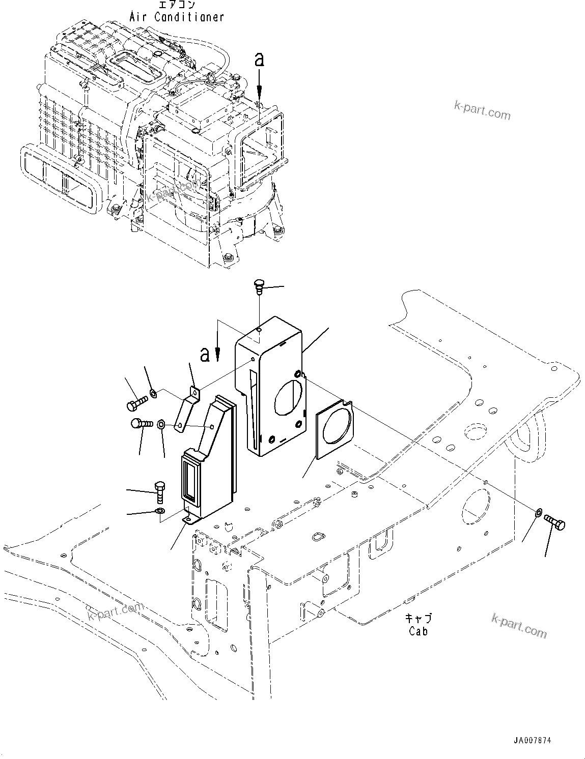 Komatsu parts book diagram for D85PX-18E0 S/N 26001-UP: CAB, AIR CONDITIONER DUCT, OUTSIDE(#25153-)