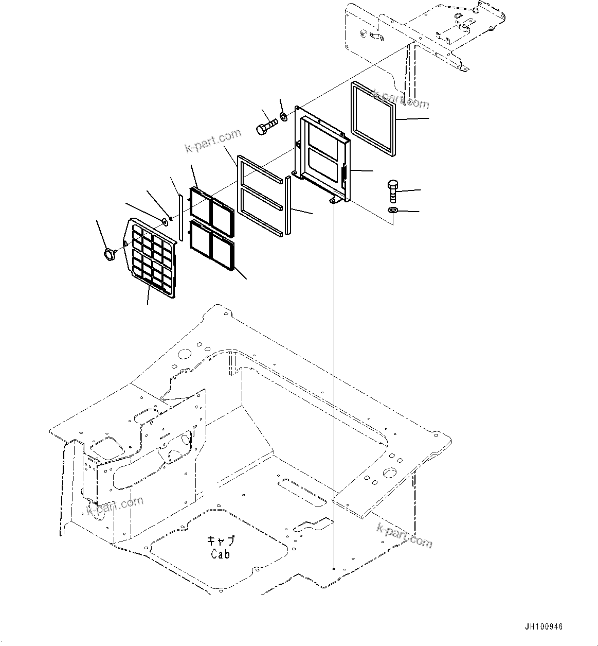 Komatsu parts book diagram for D85PX-18E0 S/N 26001-UP: CAB, AIR CONDITIONER COVER(#25153-)