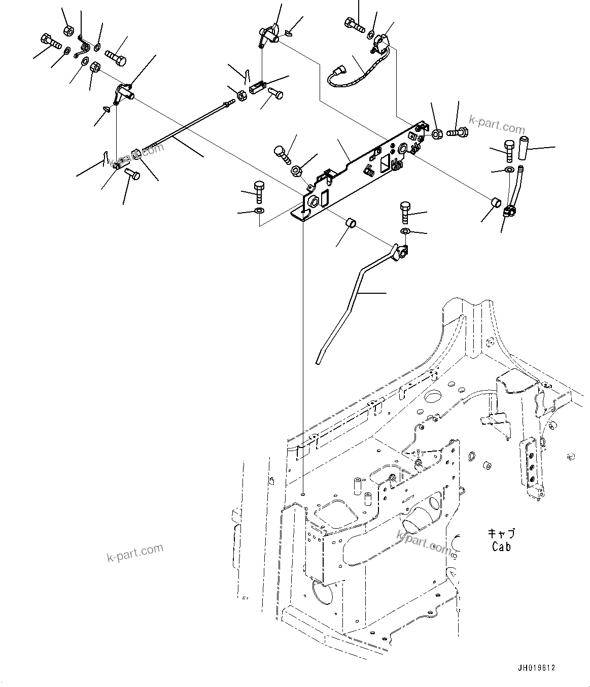 Komatsu parts book diagram for D85PX-18E0 S/N 26001-UP: CAB, WORK EQUIPMENT LOCK LEVER(#25153-)