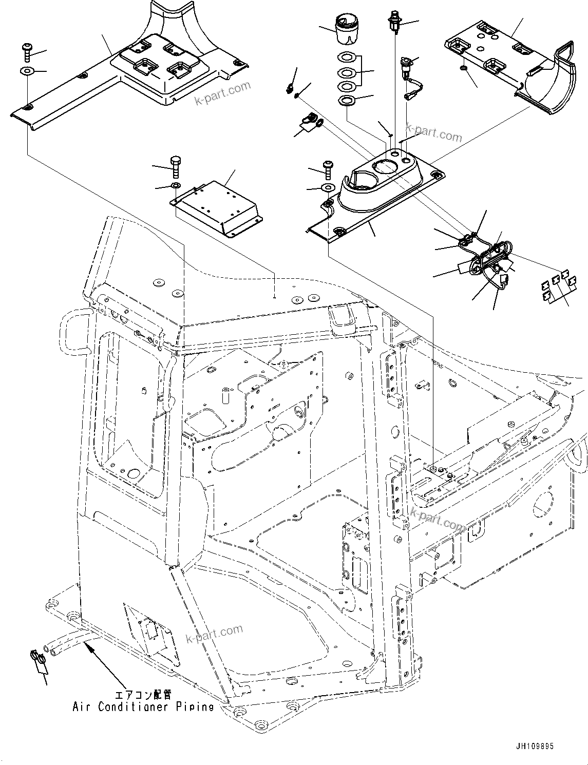 Komatsu parts book diagram for D85PX-18E0 S/N 26001-UP: CAB, RELATED PARTS(#25153-)