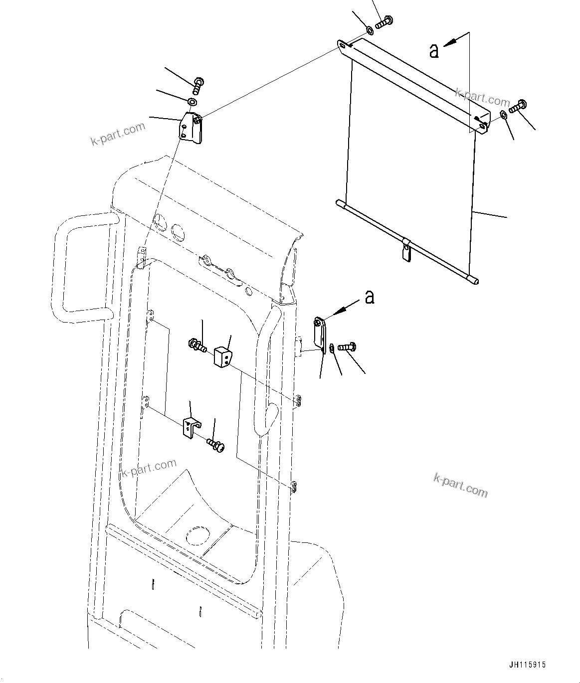 Komatsu parts book diagram for D85PX-18E0 S/N 26001-UP: ROLL CURTAIN, (#25153-)