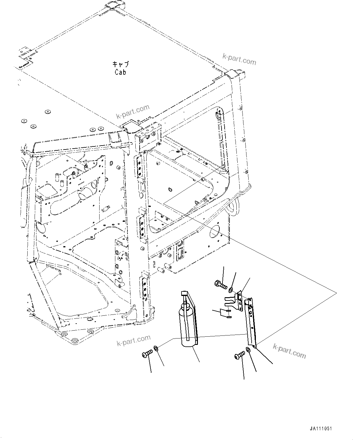 Komatsu parts book diagram for D85PX-18E0 S/N 26001-UP: FIRE EXTINGUISHER, (#25001-)
