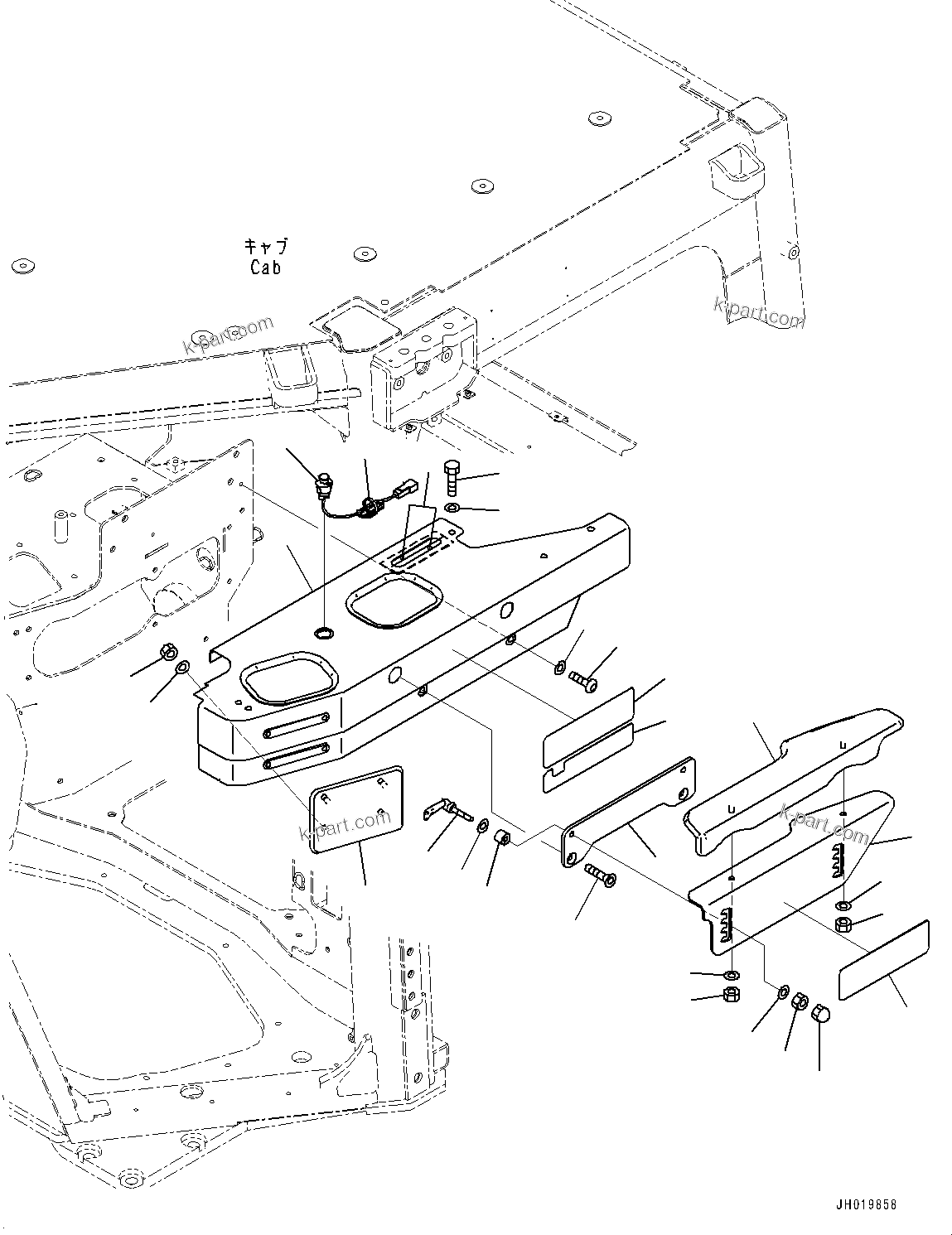 Komatsu parts book diagram for D85PX-18E0 S/N 26001-UP: DOZER CONTROL, ARMREST(#23038-)