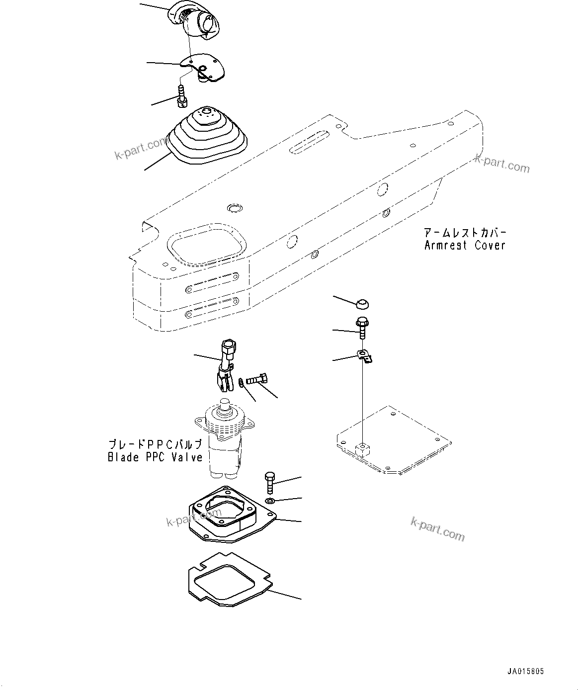 Komatsu parts book diagram for D85PX-18E0 S/N 26001-UP: DOZER CONTROL, LEVER(#23038-)