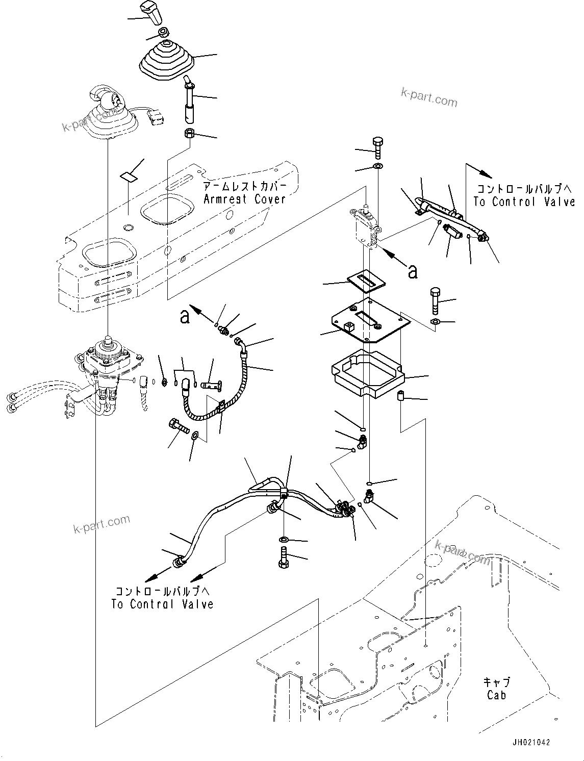 Komatsu parts book diagram for D85PX-18E0 S/N 26001-UP: DOZER CONTROL, ATTACHMENT LEVER(#23038-)
