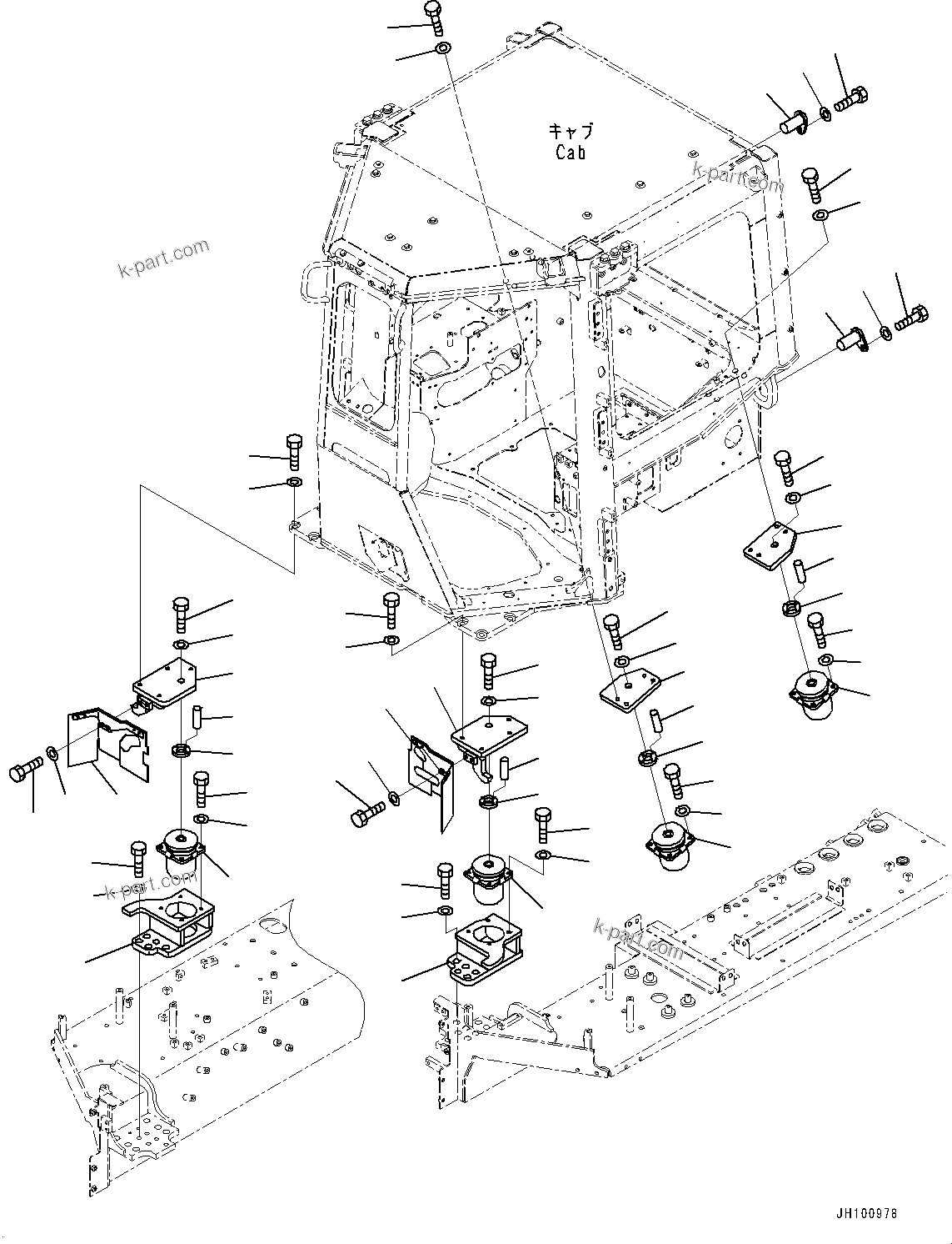 Komatsu parts book diagram for D85PX-18E0 S/N 26001-UP: FLOOR MOUNTING, (#23046-)