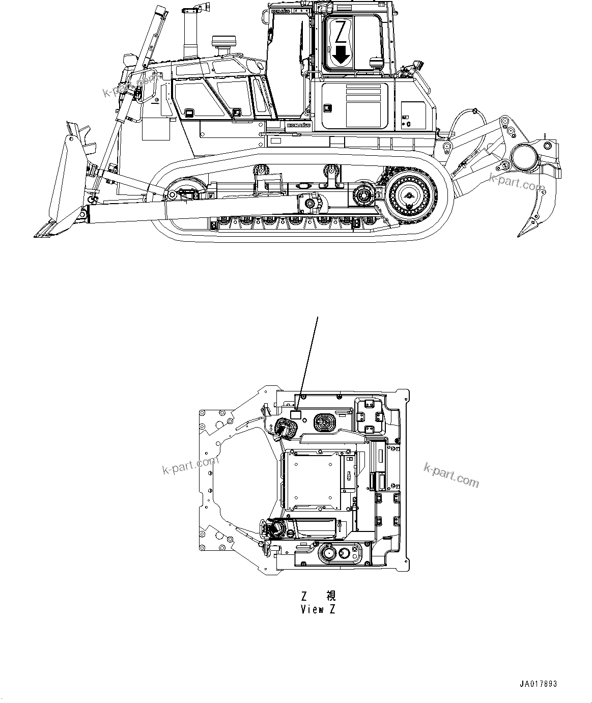 Komatsu parts book diagram for D85PX-18E0 S/N 26001-UP: BLADE CONTROL PLATE, (#22001-)