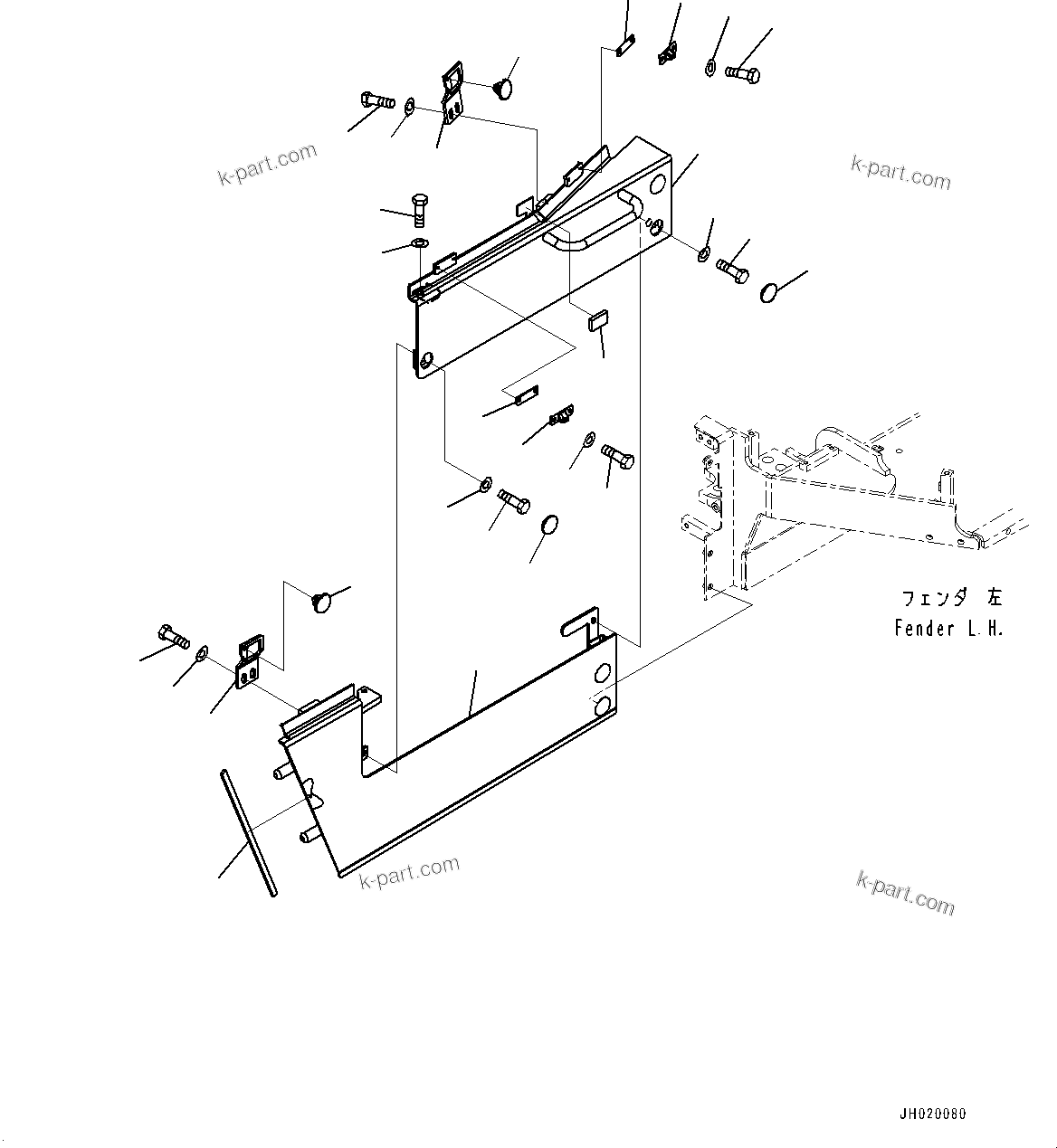 Komatsu parts book diagram for D85PX-18E0 S/N 26001-UP: ENGINE HOOD AND SIDE COVER GROUP, SIDE COVER BOTTOM, L.H.(#26001-)