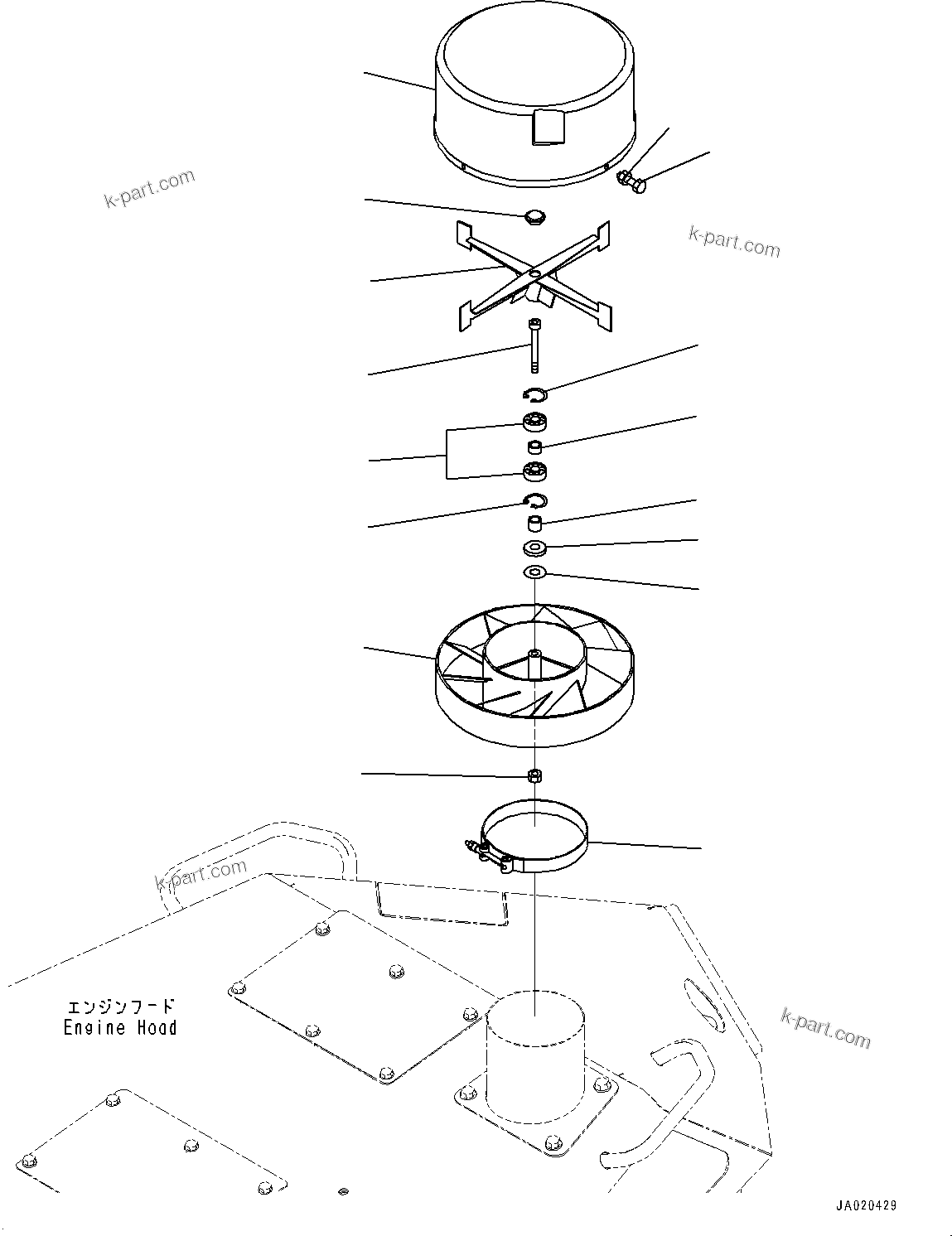 Komatsu parts book diagram for D85PX-18E0 S/N 26001-UP: PRE-CLEANER, (#22001-)