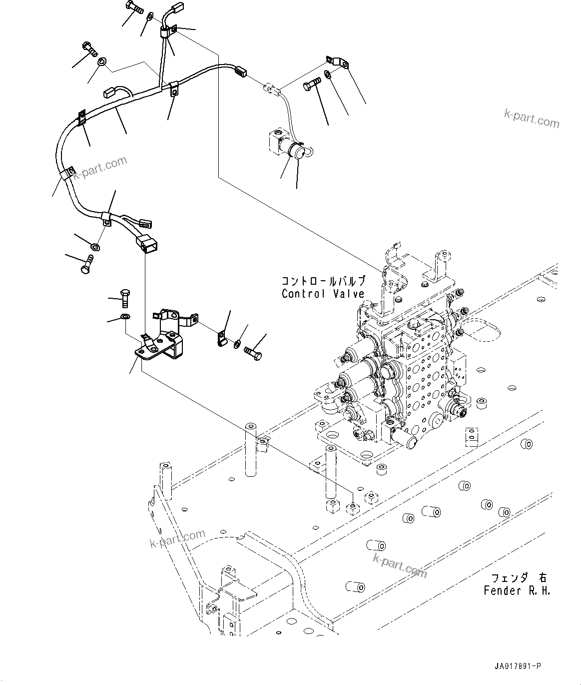 Komatsu parts book diagram for D85PX-18E0 S/N 26001-UP: FENDER, WIRING HARNESS (2/2)(#25001-)