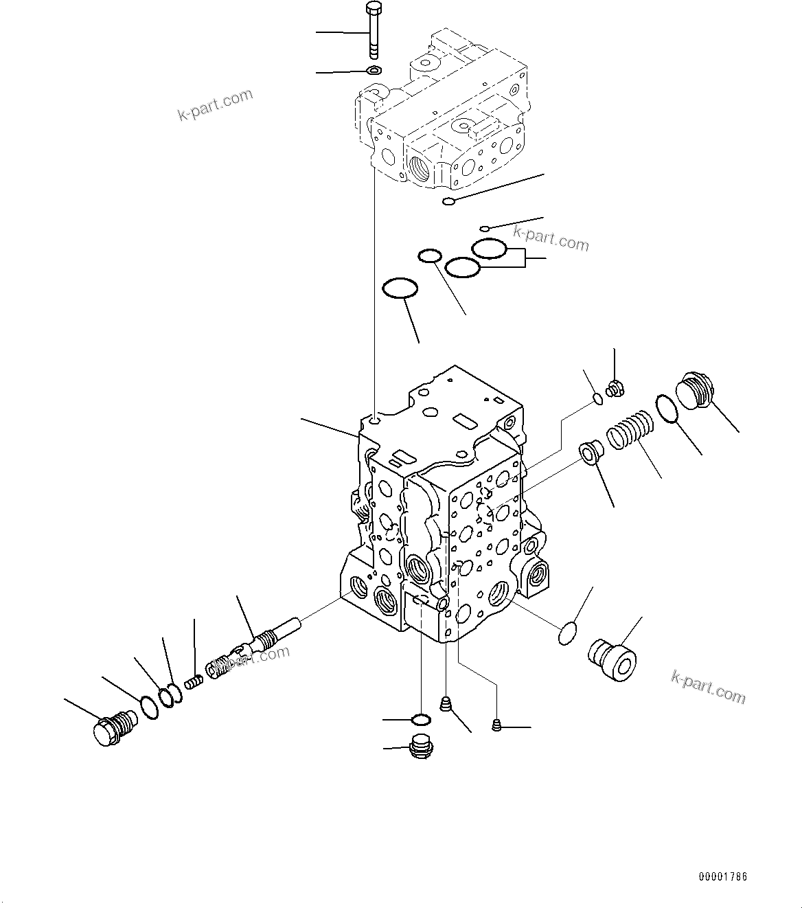 Komatsu parts book diagram for D85PX-18E0 S/N 26001-UP: FENDER, CONTROL VALVE, 4-SPOOL (1/8)(#25001-)