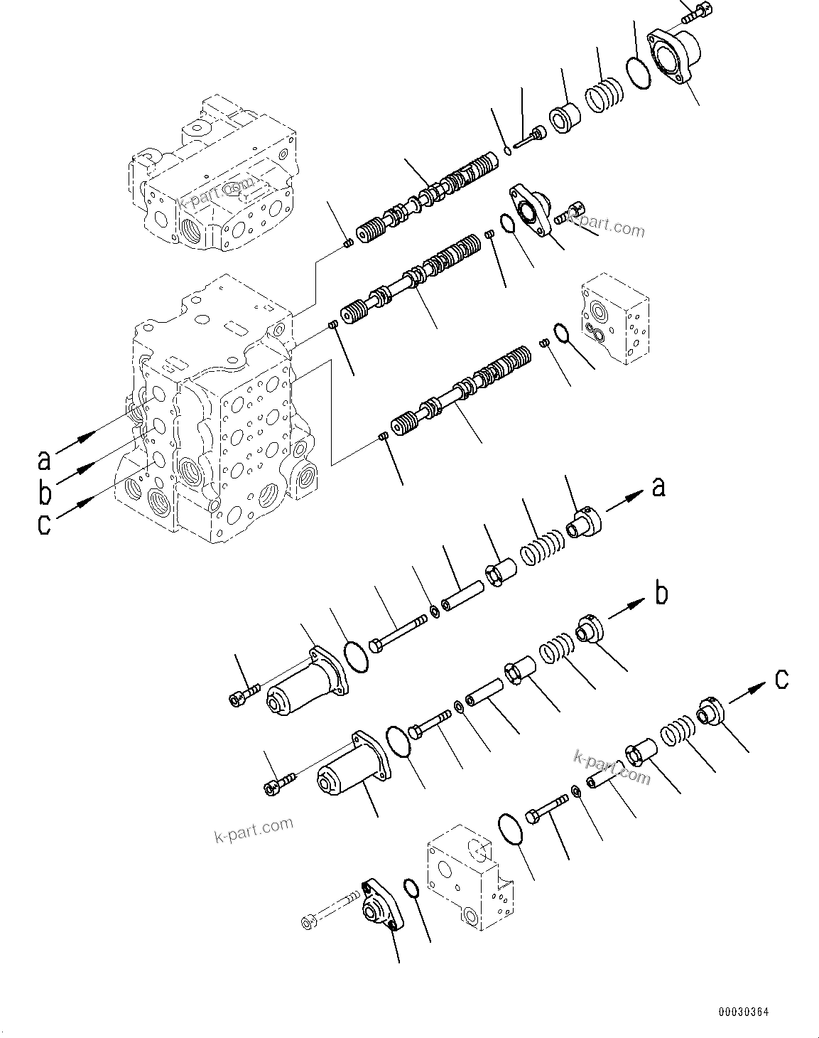 Komatsu parts book diagram for D85PX-18E0 S/N 26001-UP: FENDER, CONTROL VALVE, 4-SPOOL (2/8)(#25001-)