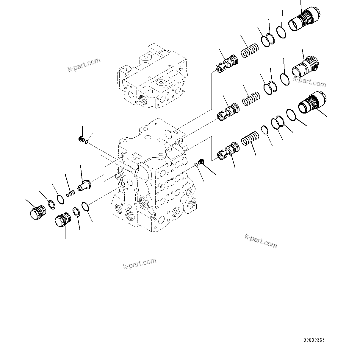 Komatsu parts book diagram for D85PX-18E0 S/N 26001-UP: FENDER, CONTROL VALVE, 4-SPOOL (3/8)(#25001-)